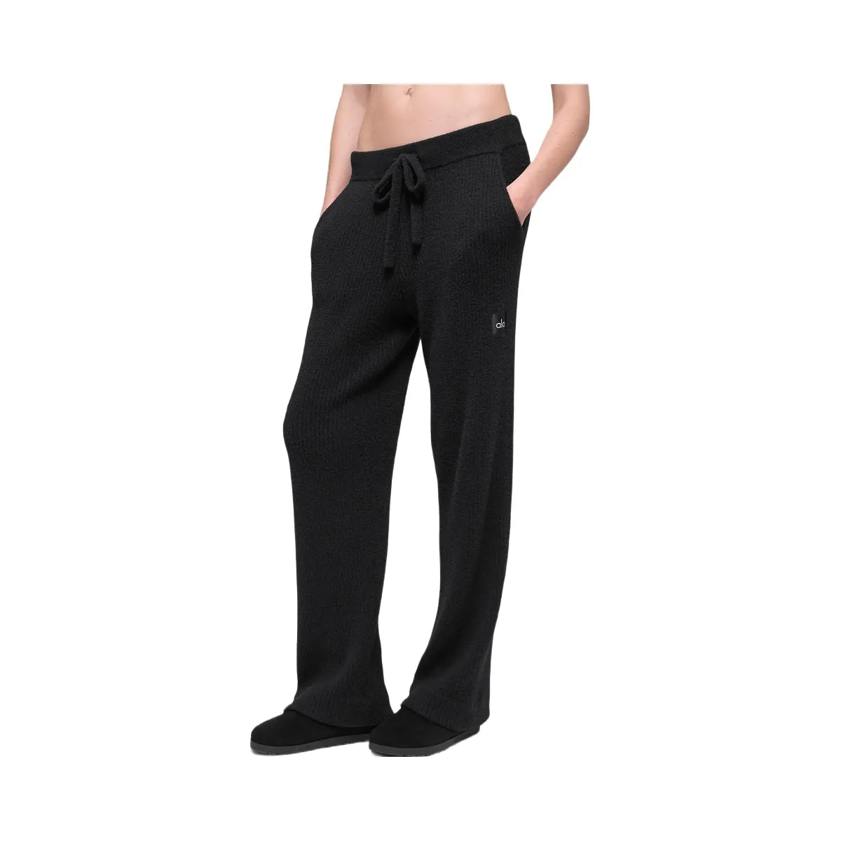 Alo Women's Snuggle Up Sweater High-Waist Wide Leg Pant - Black