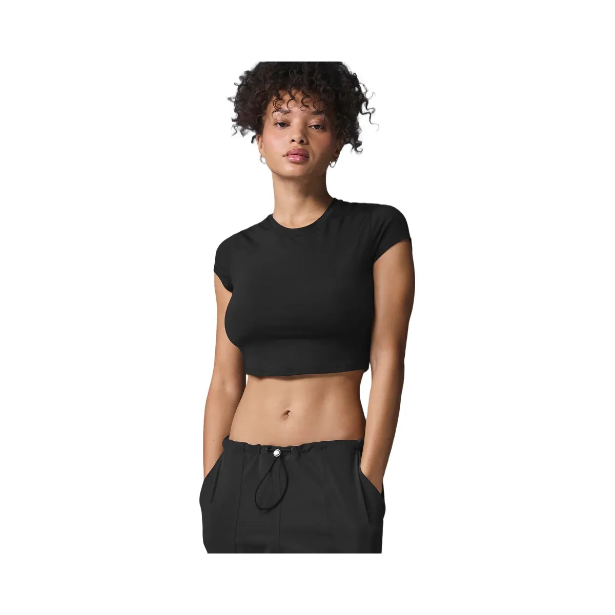 Alo Women's soft Crop Finesse Short Sleeve - Black