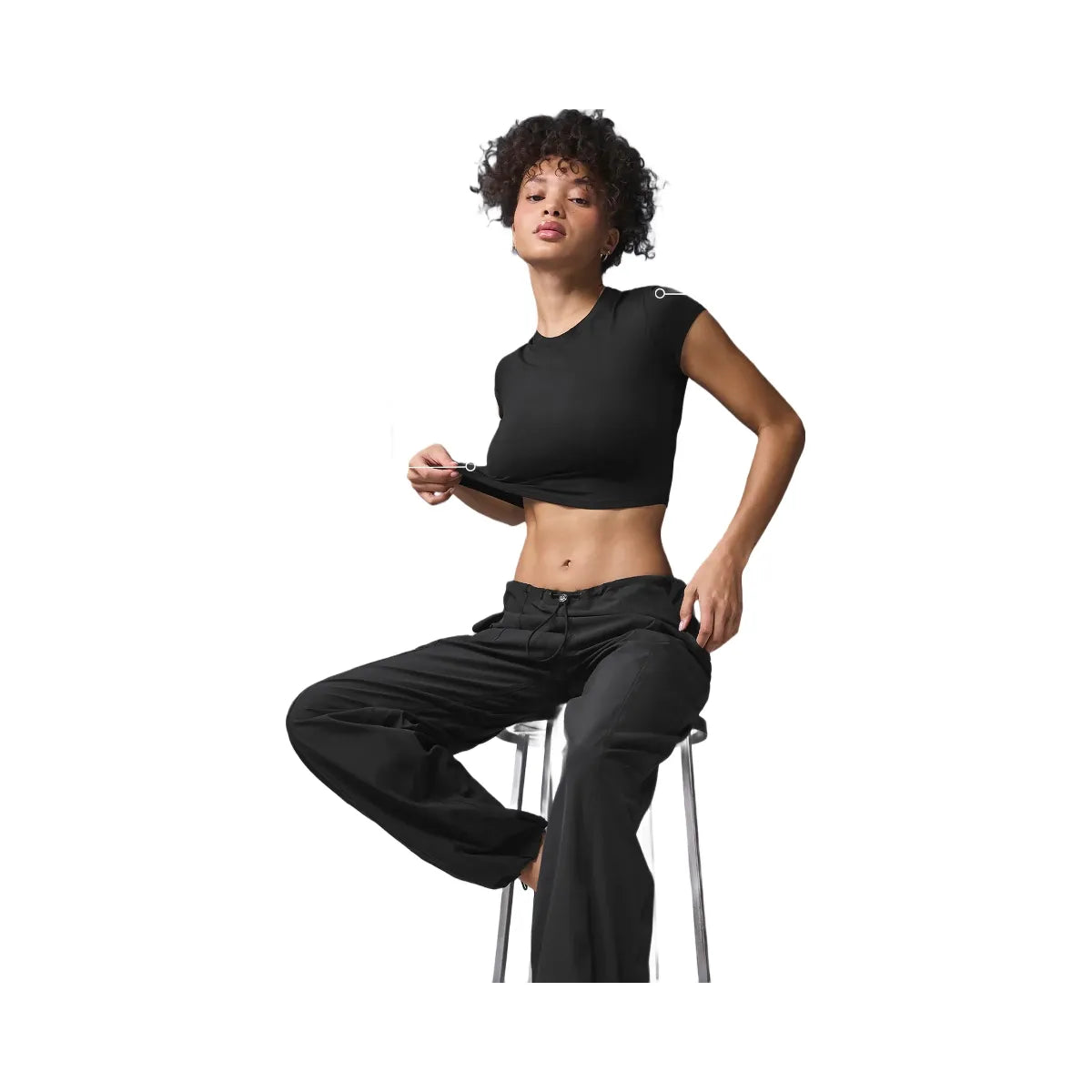 Alo Women's soft Crop Finesse Short Sleeve - Black
