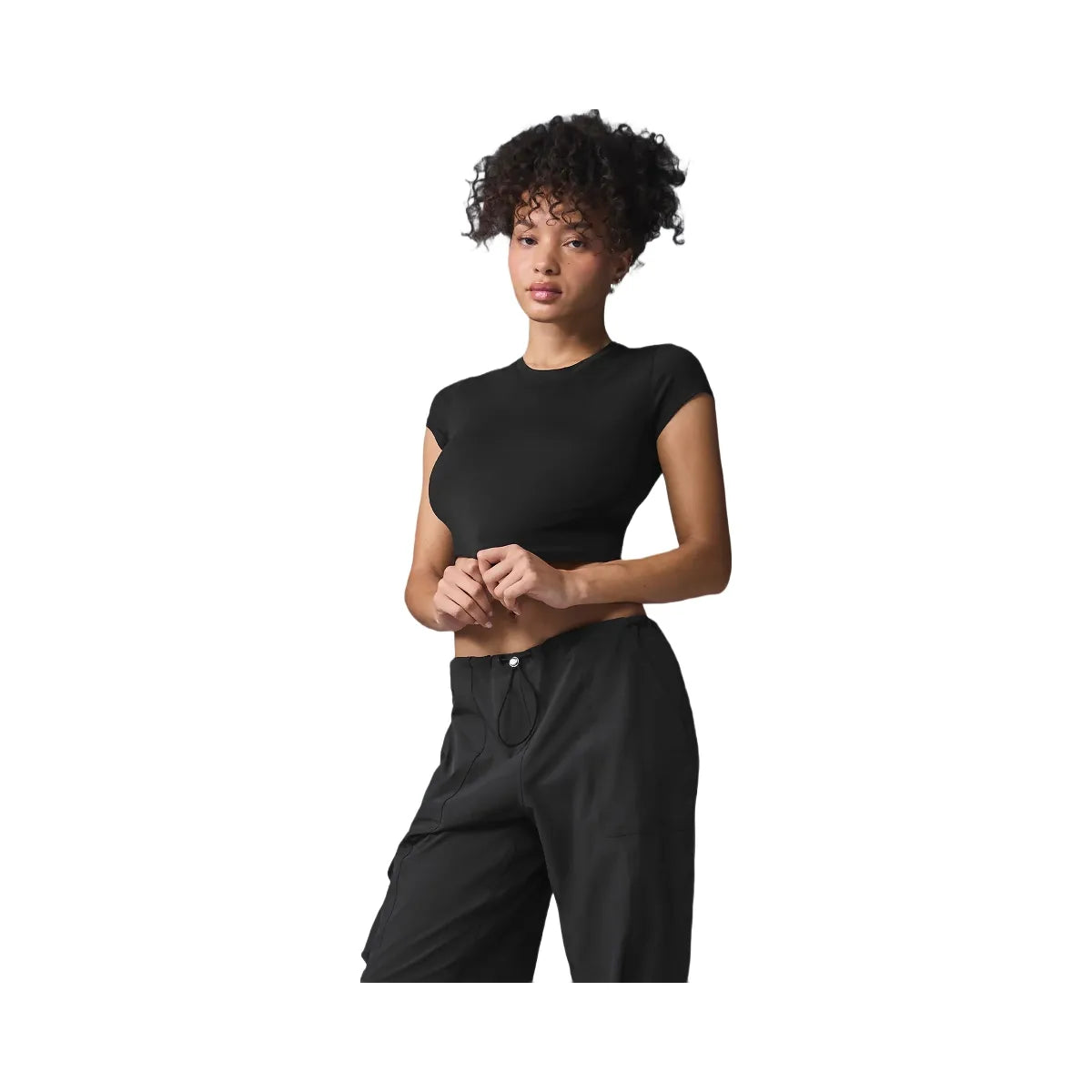 Alo Women's soft Crop Finesse Short Sleeve - Black