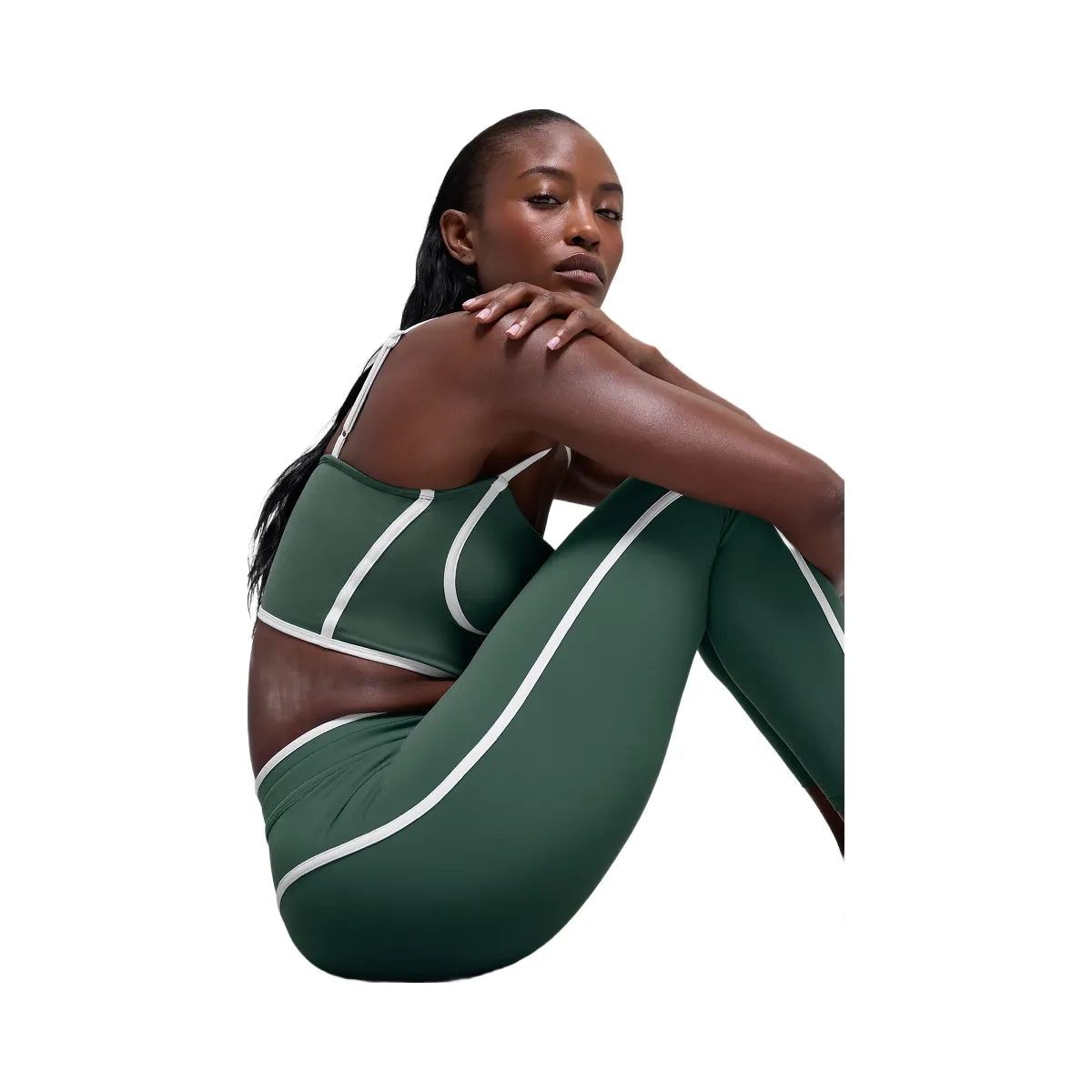 Alo Women's Airbrush Streamlined Bra Tank - Clover Green/White