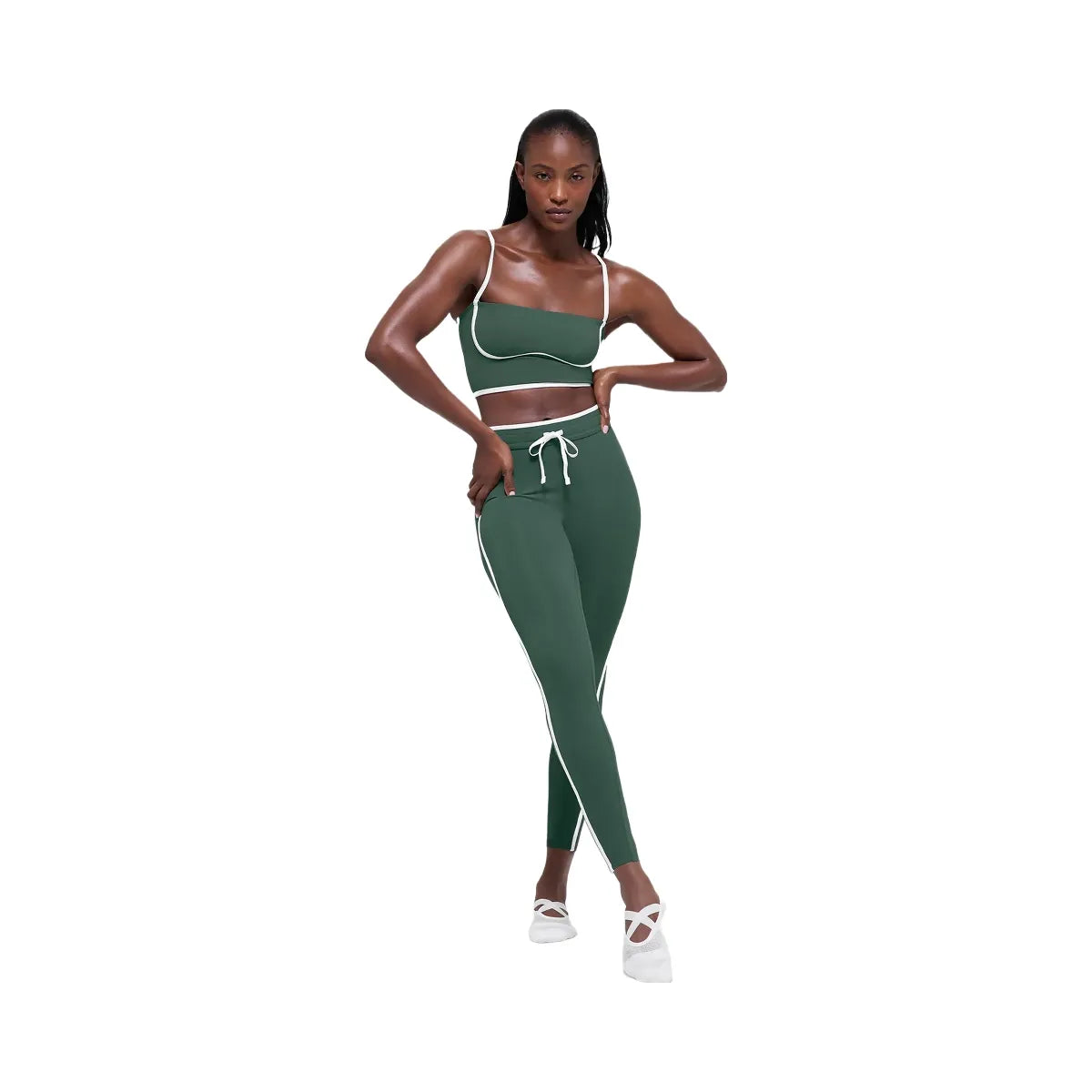 Alo Women's Airbrush Streamlined Bra Tank - Clover Green/White