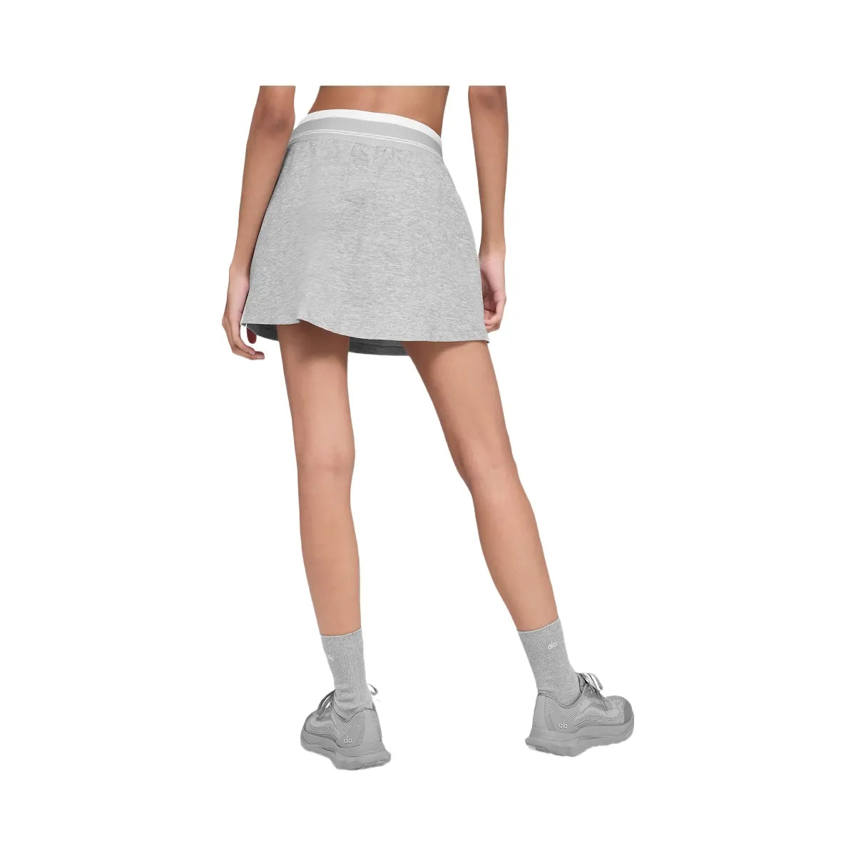 Alo Women's soft Better Together Tennis Skirt - Athletic Heather Grey/White