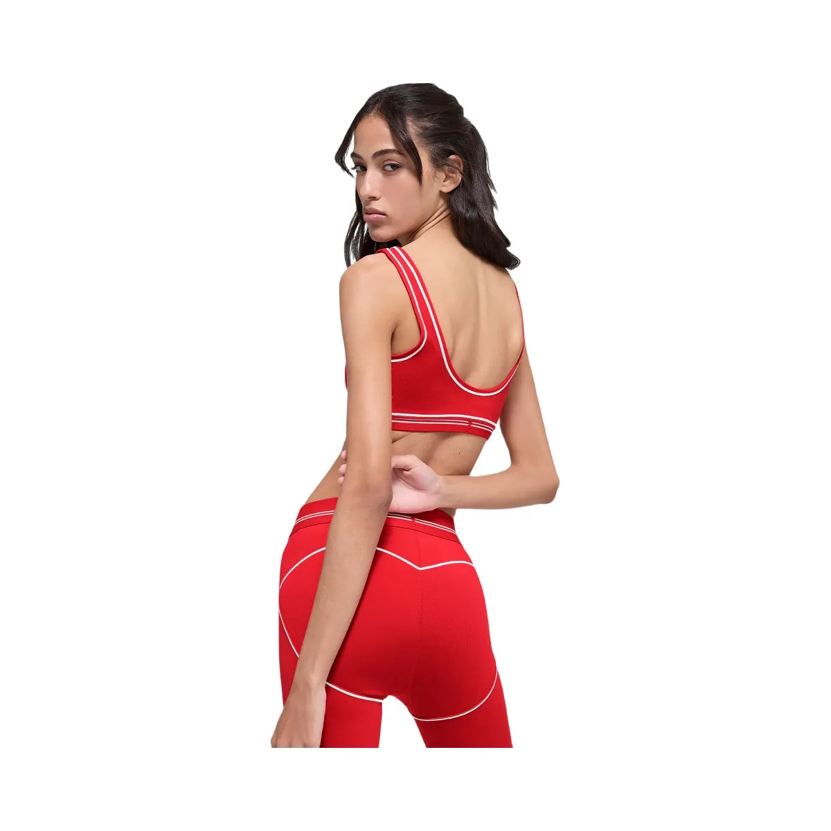 Alo Women's Airbrush Heart Throb Bra - Bright Red/White