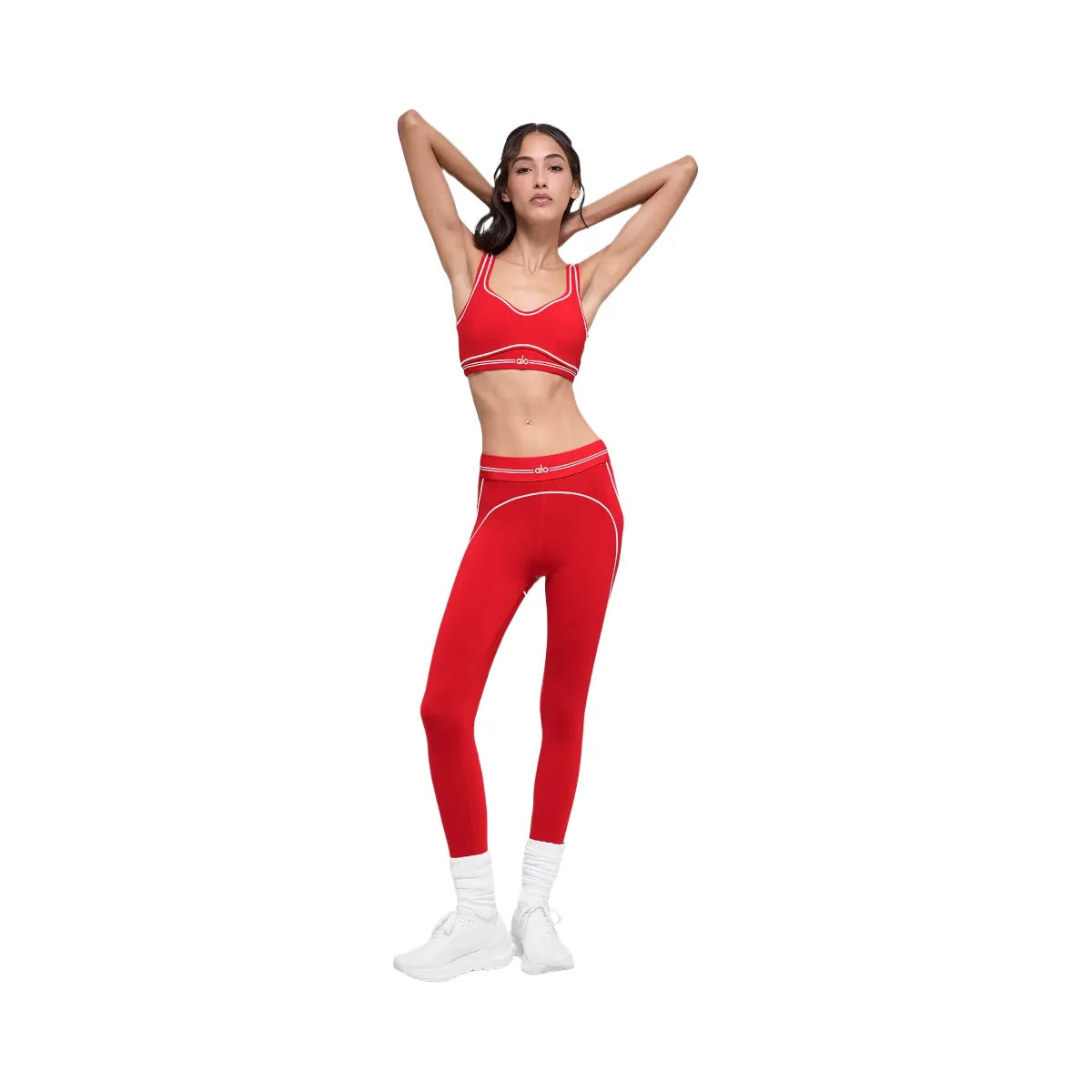 Alo Women's Airbrush Heart Throb Bra - Bright Red/White