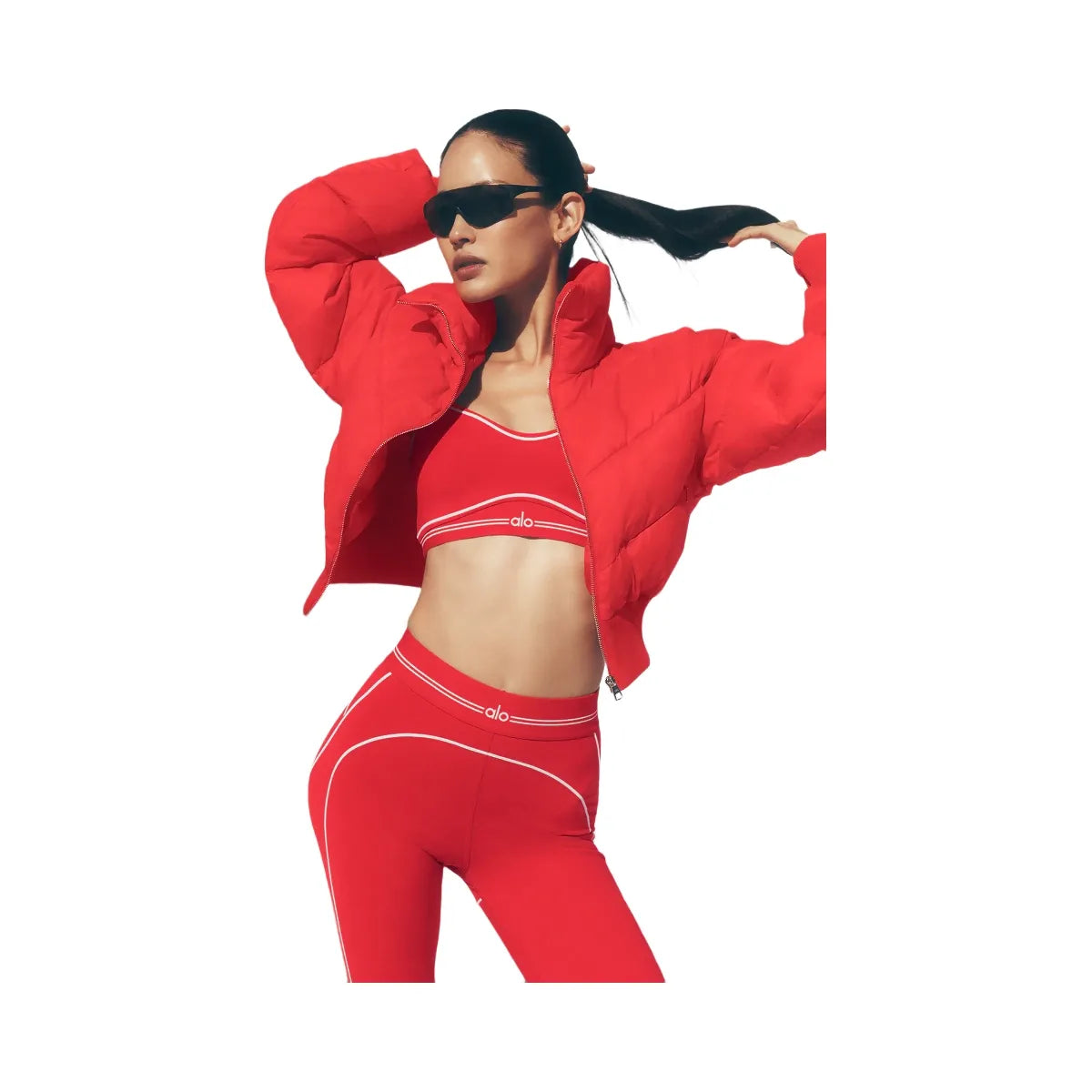 Alo Women's Airbrush Heart Throb Bra - Bright Red/White