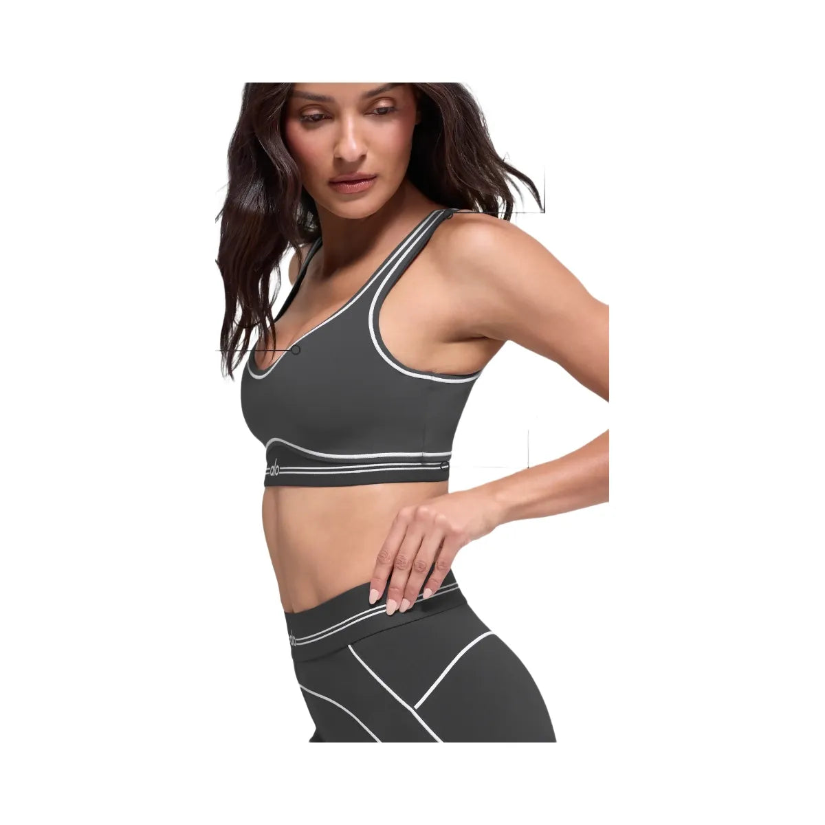 Alo Women's Airbrush Heart Throb Bra - Anthracite/White
