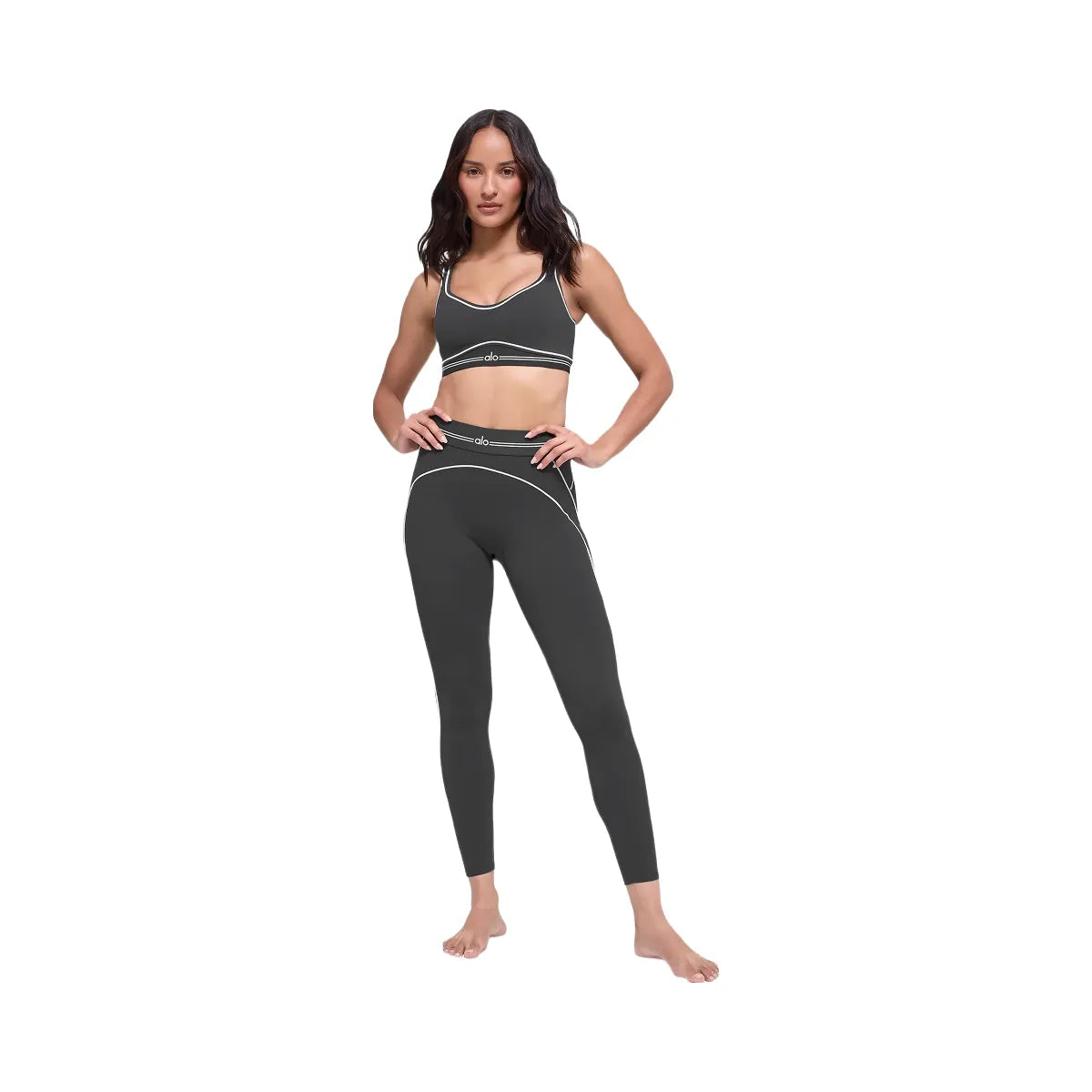 Alo Women's Airbrush Heart Throb Bra - Anthracite/White