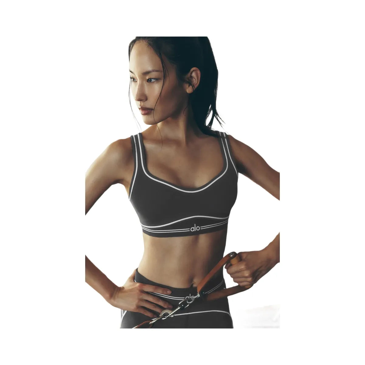 Alo Women's Airbrush Heart Throb Bra - Anthracite/White