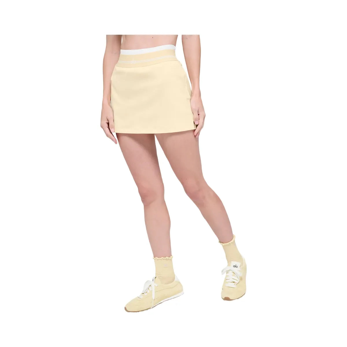 Alo Women's Airbrush Better Together Tennis Skirt - Candlelight Yellow/White