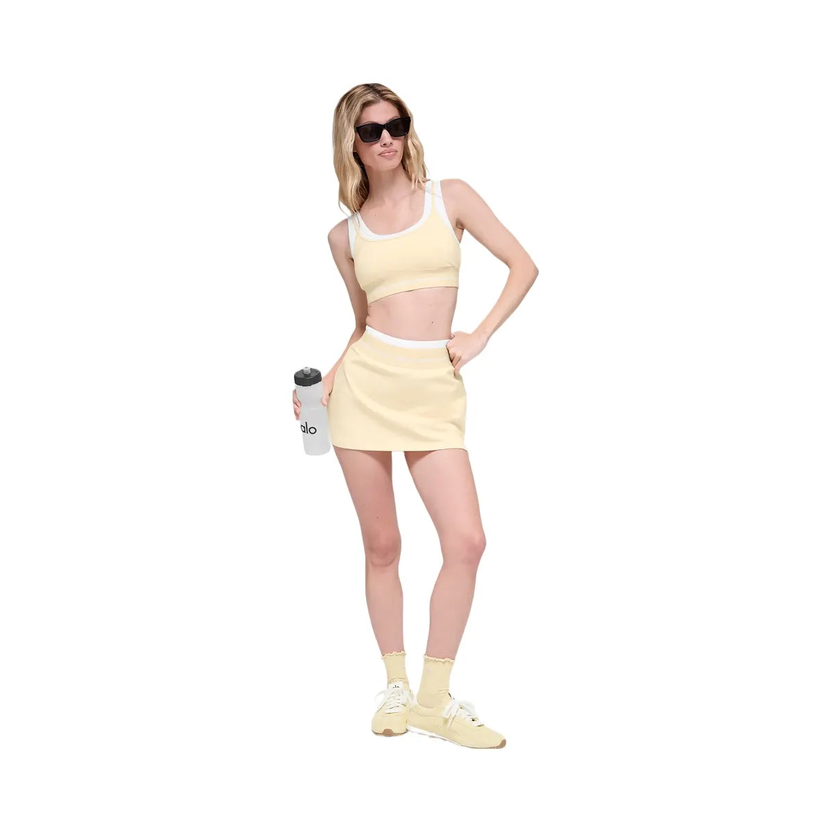 Alo Women's Airbrush Better Together Tennis Skirt - Candlelight Yellow/White