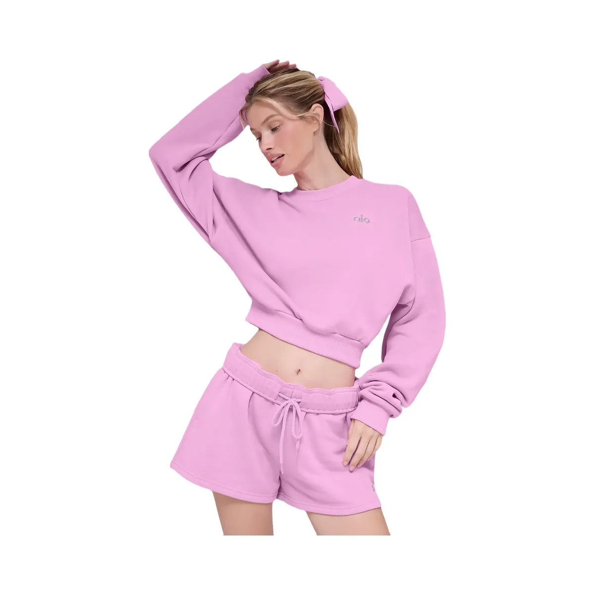 Alo Women's Cropped Accolade Crewneck - Candy Heart Pink