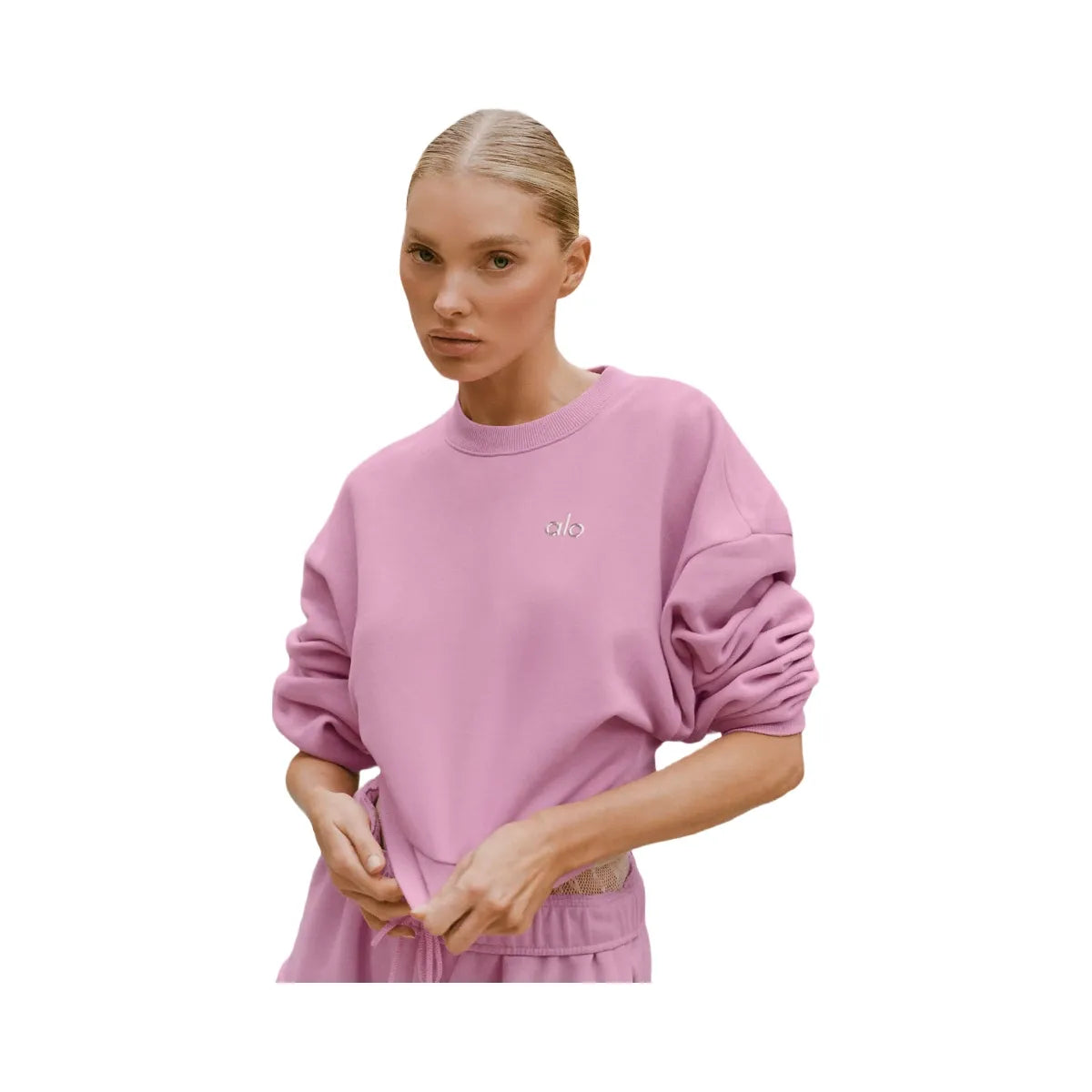 Alo Women's Cropped Accolade Crewneck - Candy Heart Pink