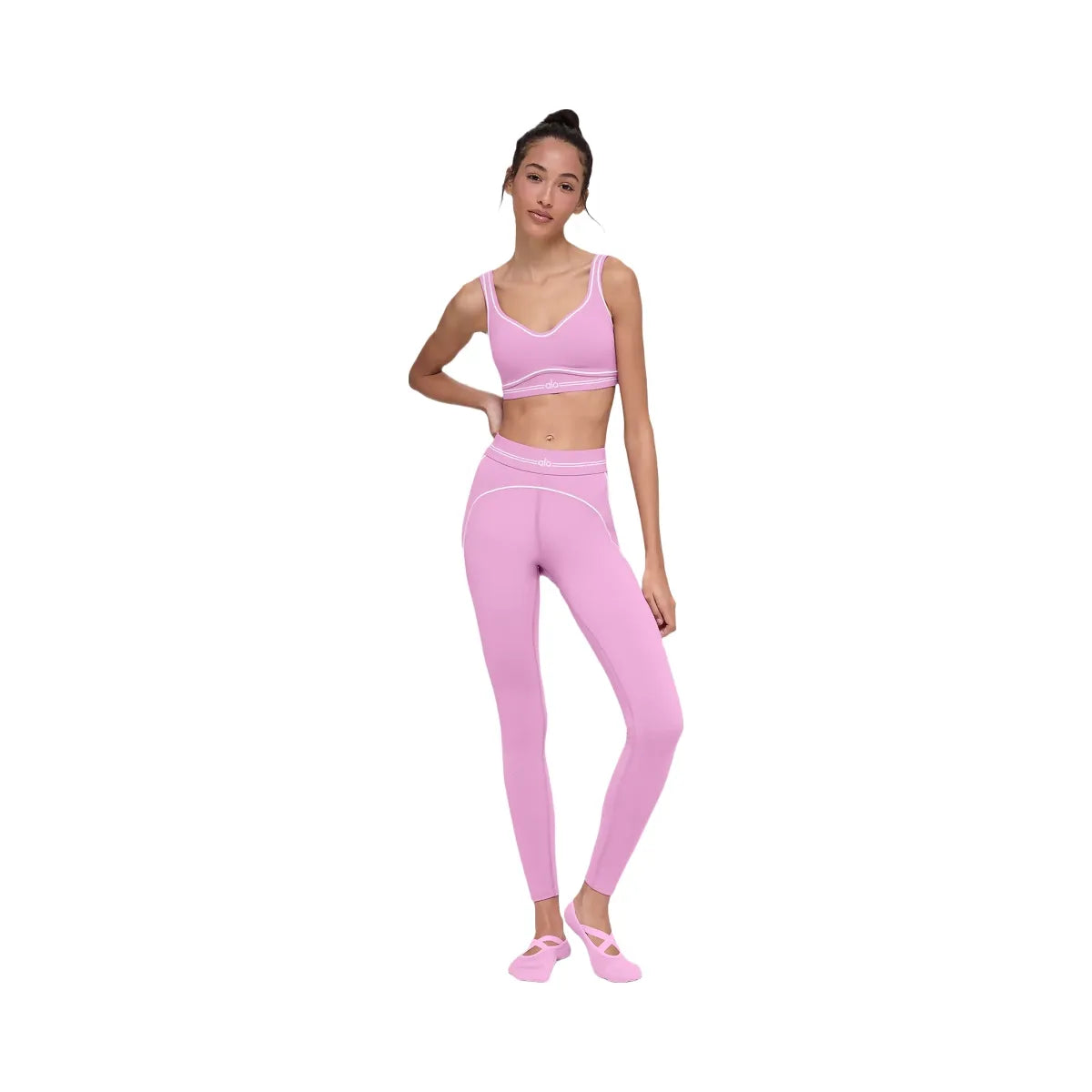 Alo Women's Airbrush Heart Throb Bra - Candy Heart Pink/White
