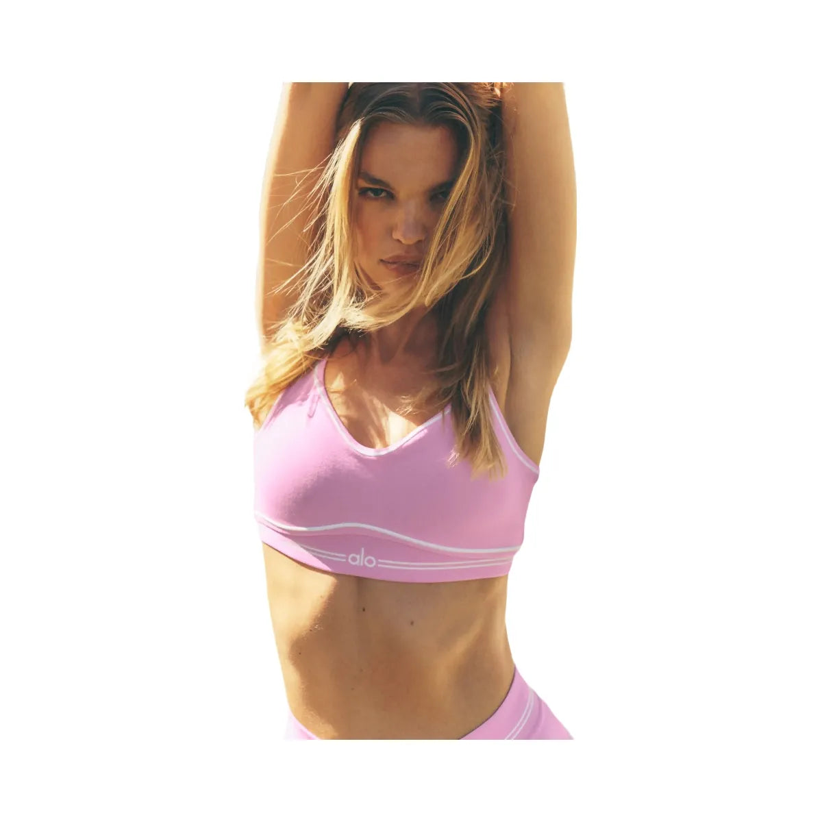 Alo Women's Airbrush Heart Throb Bra - Candy Heart Pink/White
