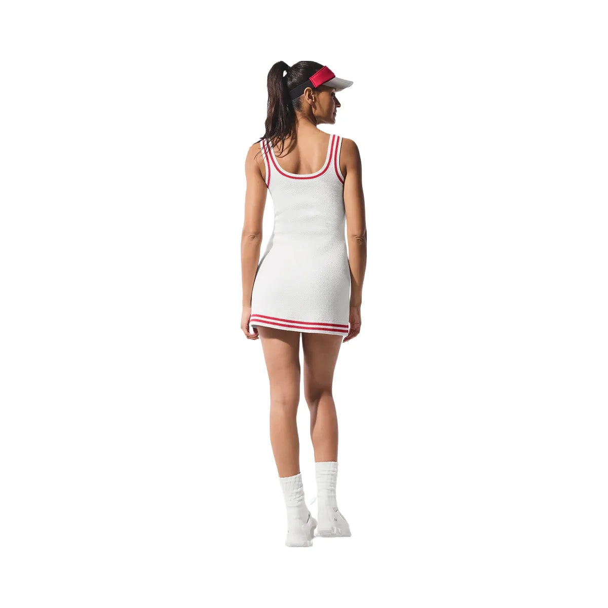 Alo Women's Tennis Club Sweater Knit Dress - White/Candy Red