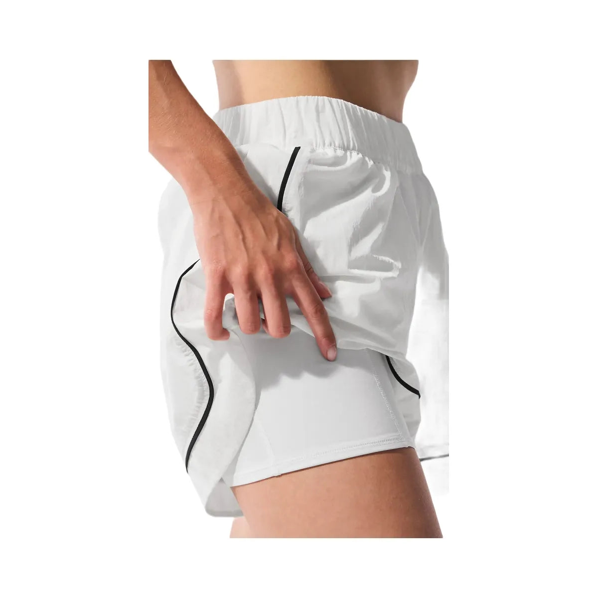 Alo Women's Motivate Track Short - White/Black