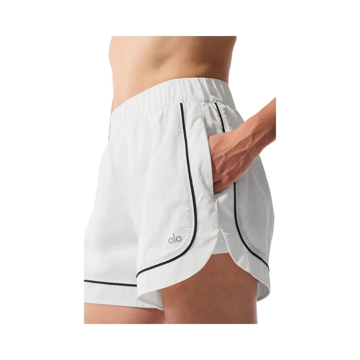 Alo Women's Motivate Track Short - White/Black