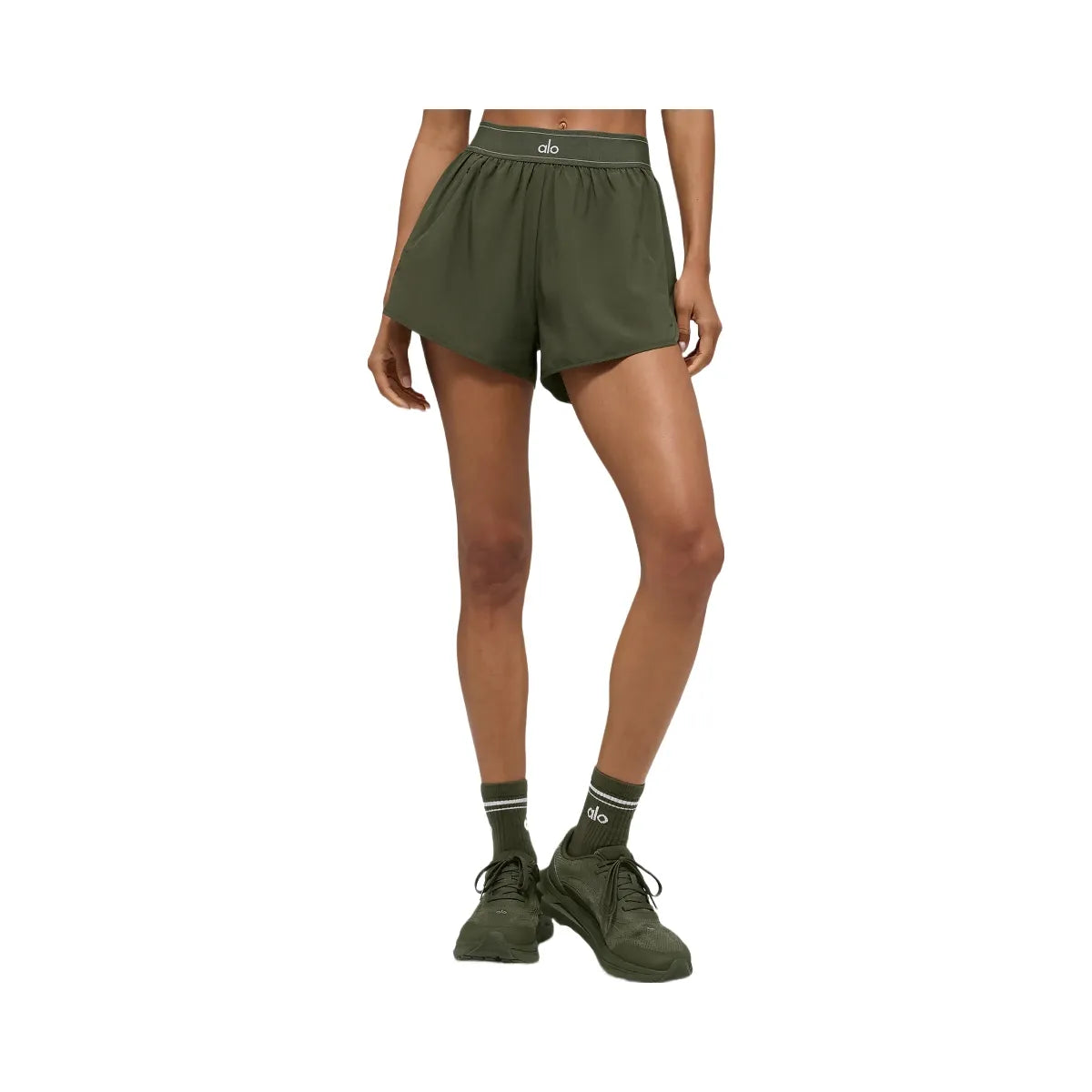 Alo Women's Match Point Short - Green Olive