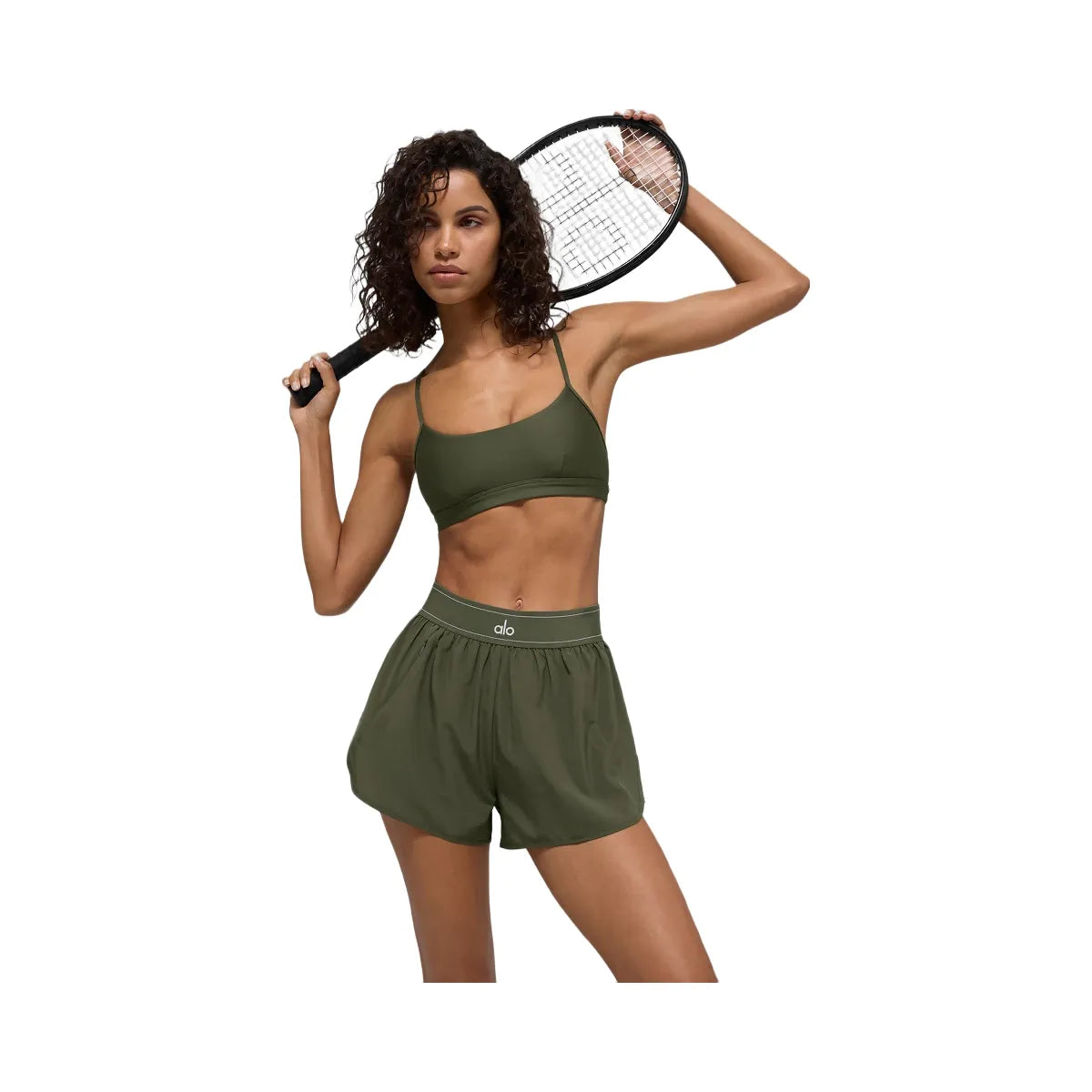 Alo Women's Match Point Short - Green Olive