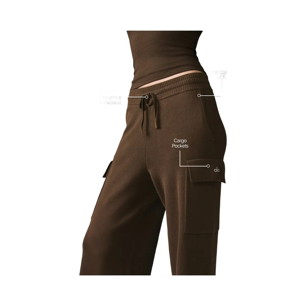 Alo Women's Scholar Knit High-Waist Cargo Pant - Espresso