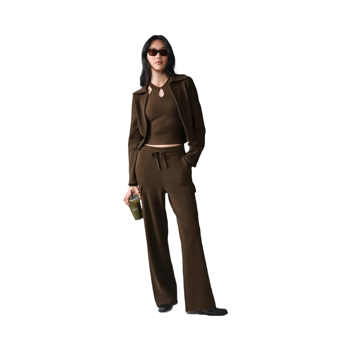 Alo Women's Scholar Knit High-Waist Cargo Pant - Espresso