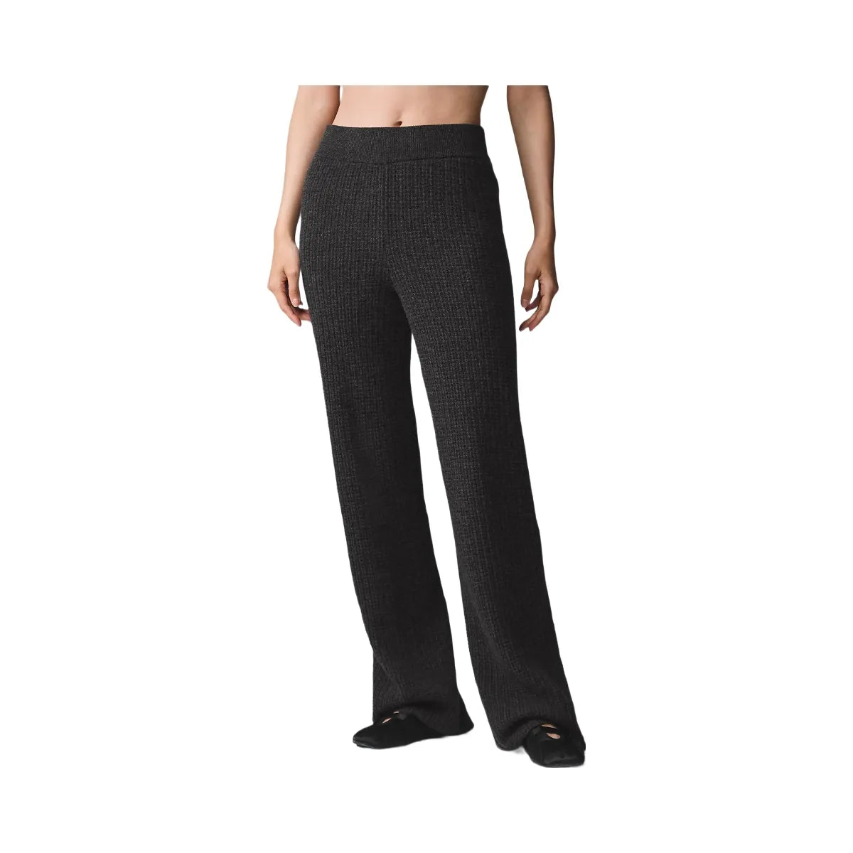 Alo Women's Cashmere High-Waist Plush Waffle Pant - Dark Heather Grey