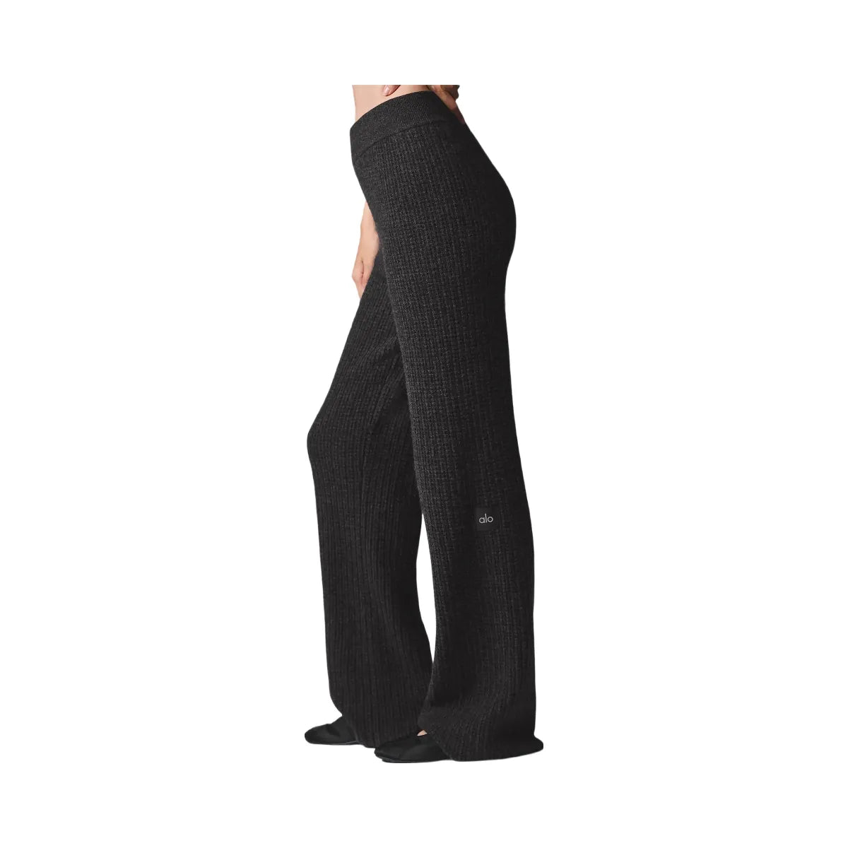 Alo Women's Cashmere High-Waist Plush Waffle Pant - Dark Heather Grey