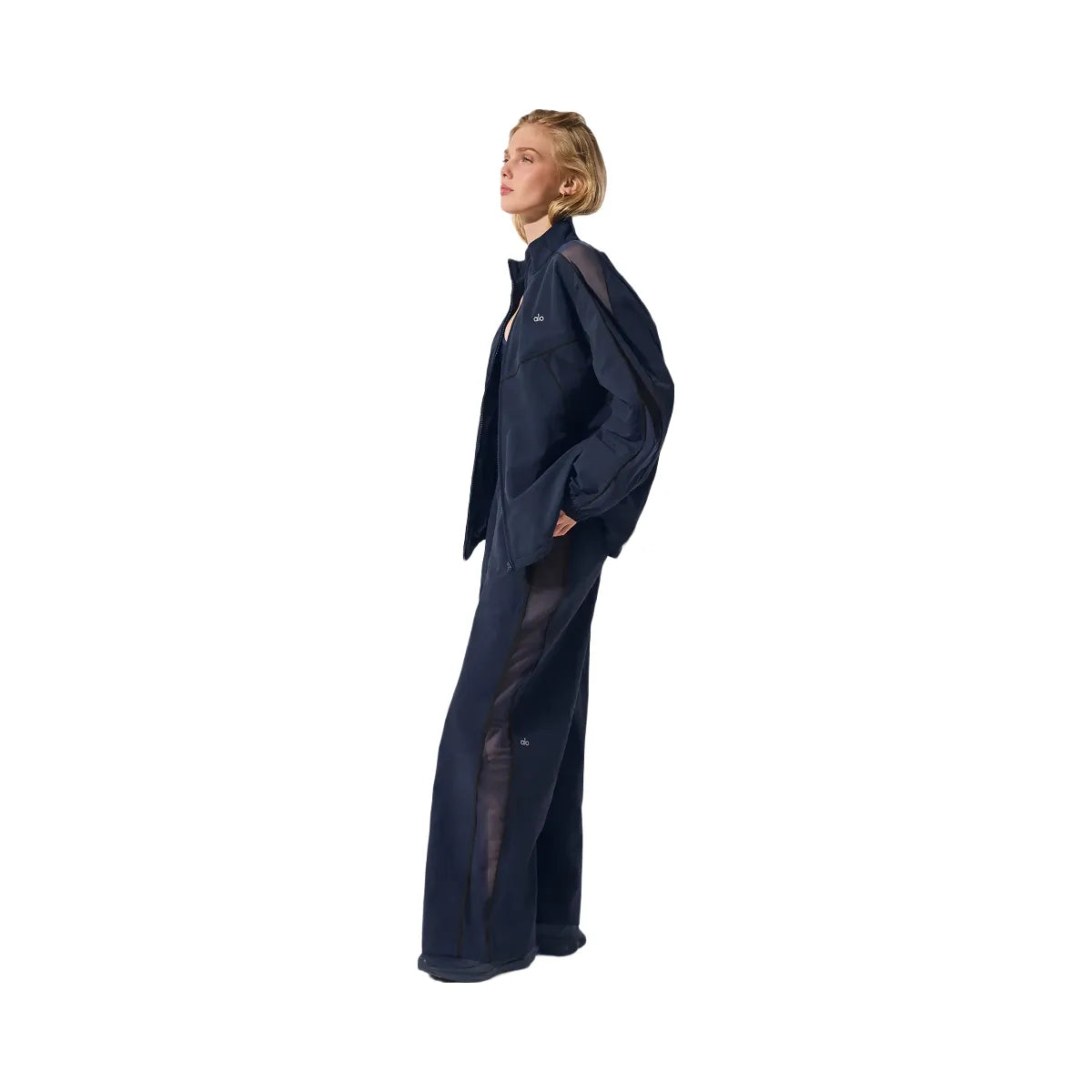 Alo Women's High-Waist Origin Wide Leg Track Pant - Navy/Black