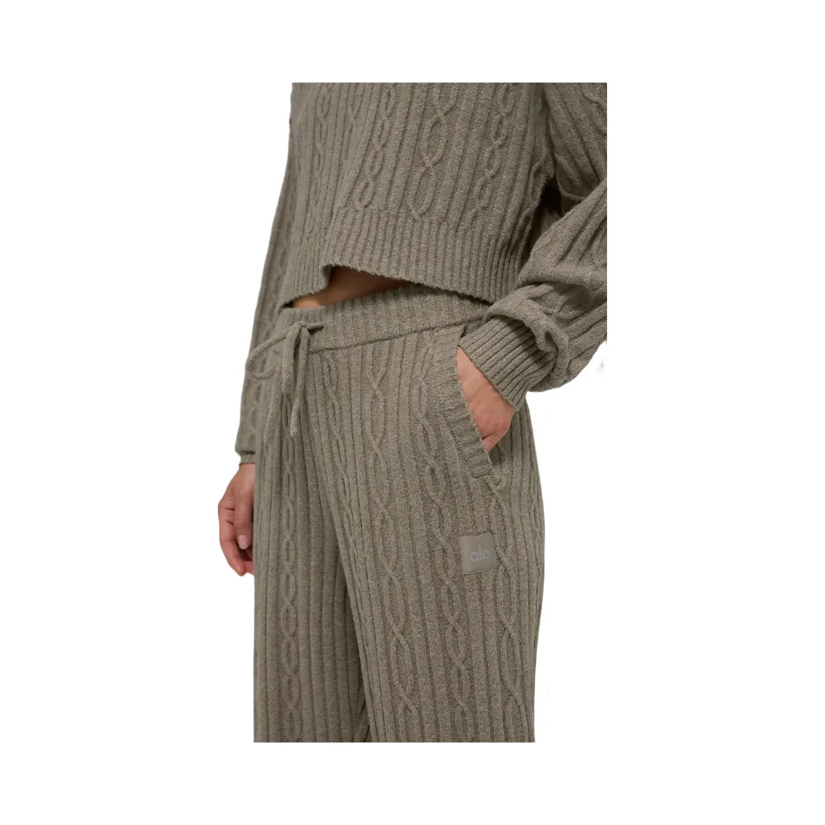 Alo Women's Cable Knit Winter Bliss Pant - Light Cocoa