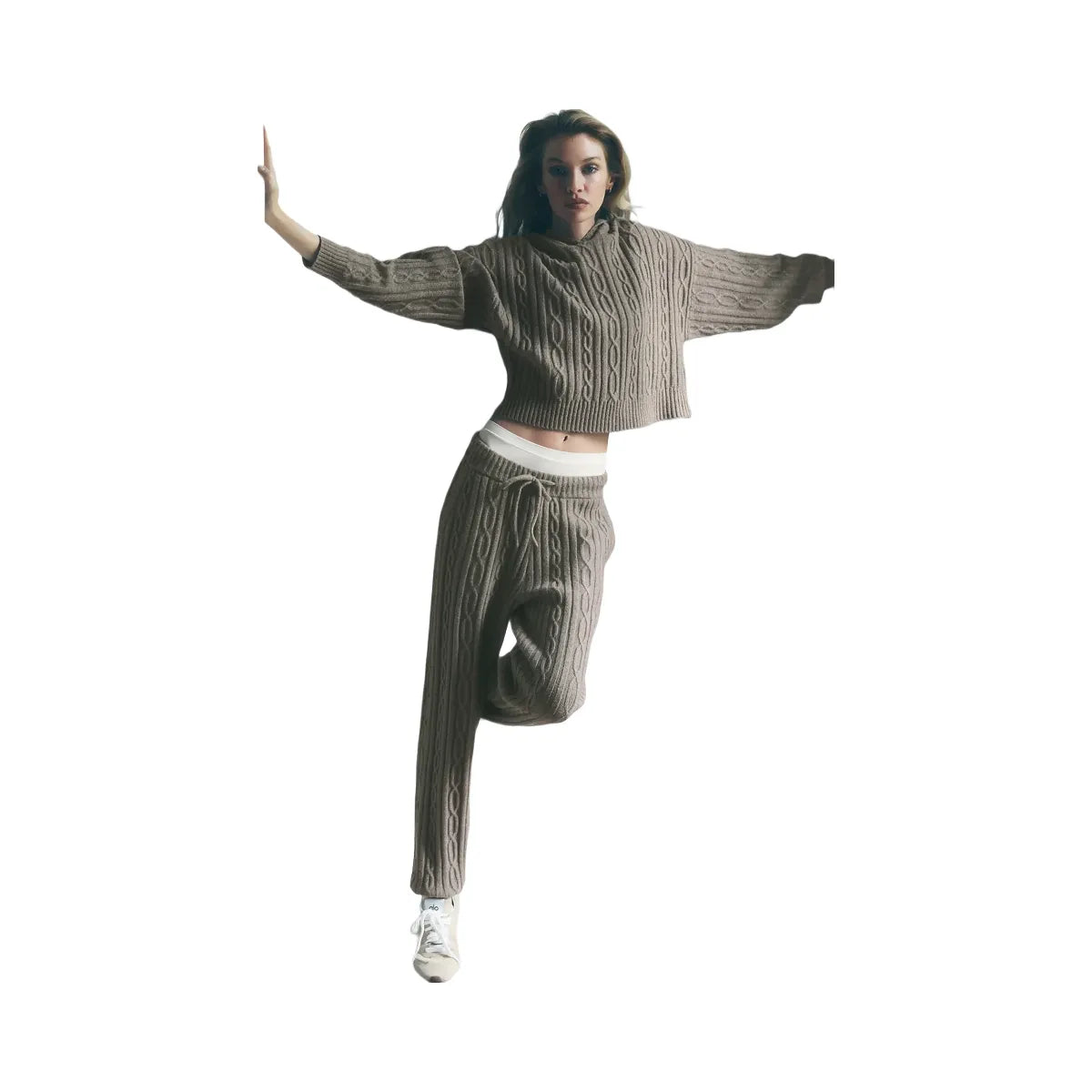 Alo Women's Cable Knit Winter Bliss Pant - Light Cocoa
