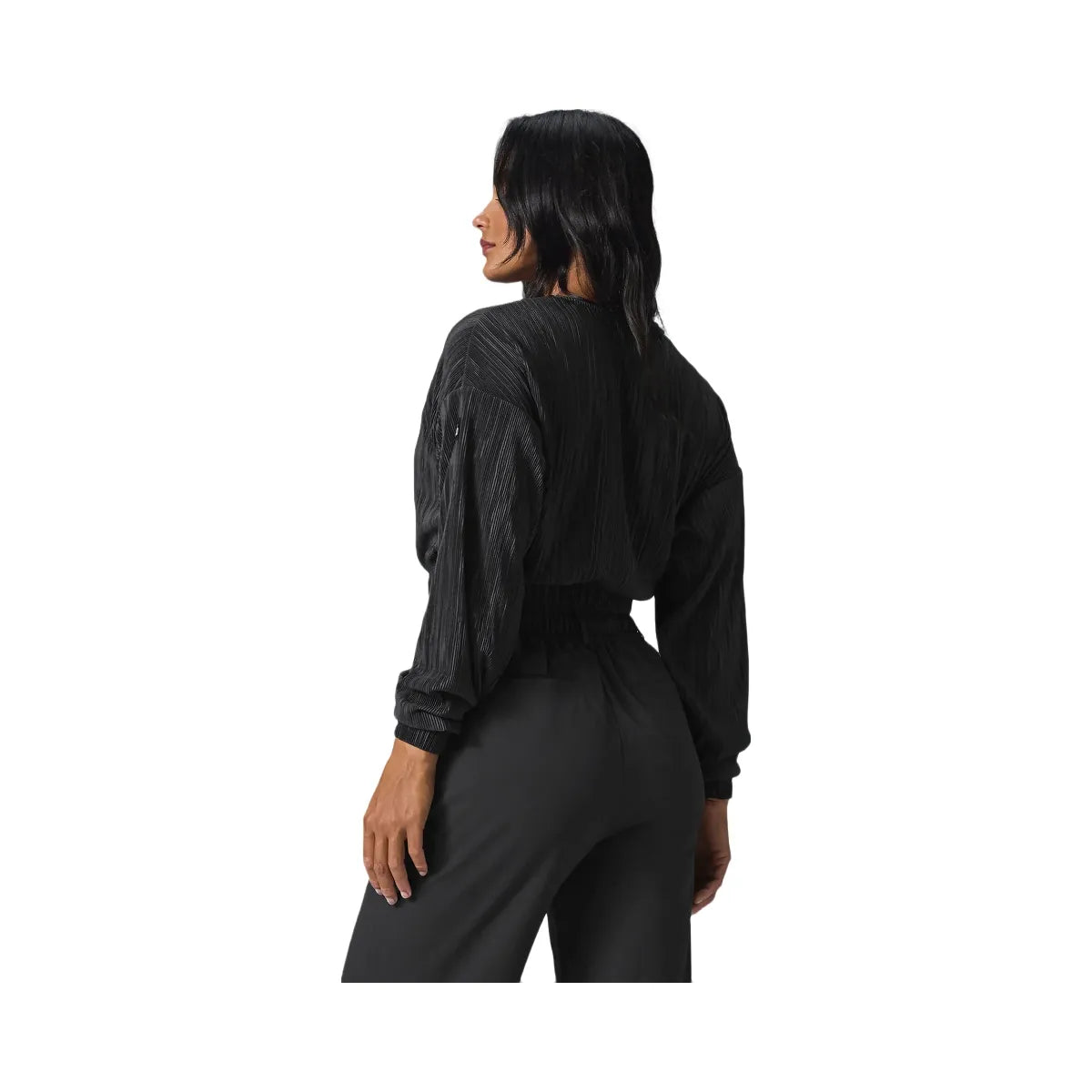 Alo Women's Cropped Micro Plisse Jacket - Black