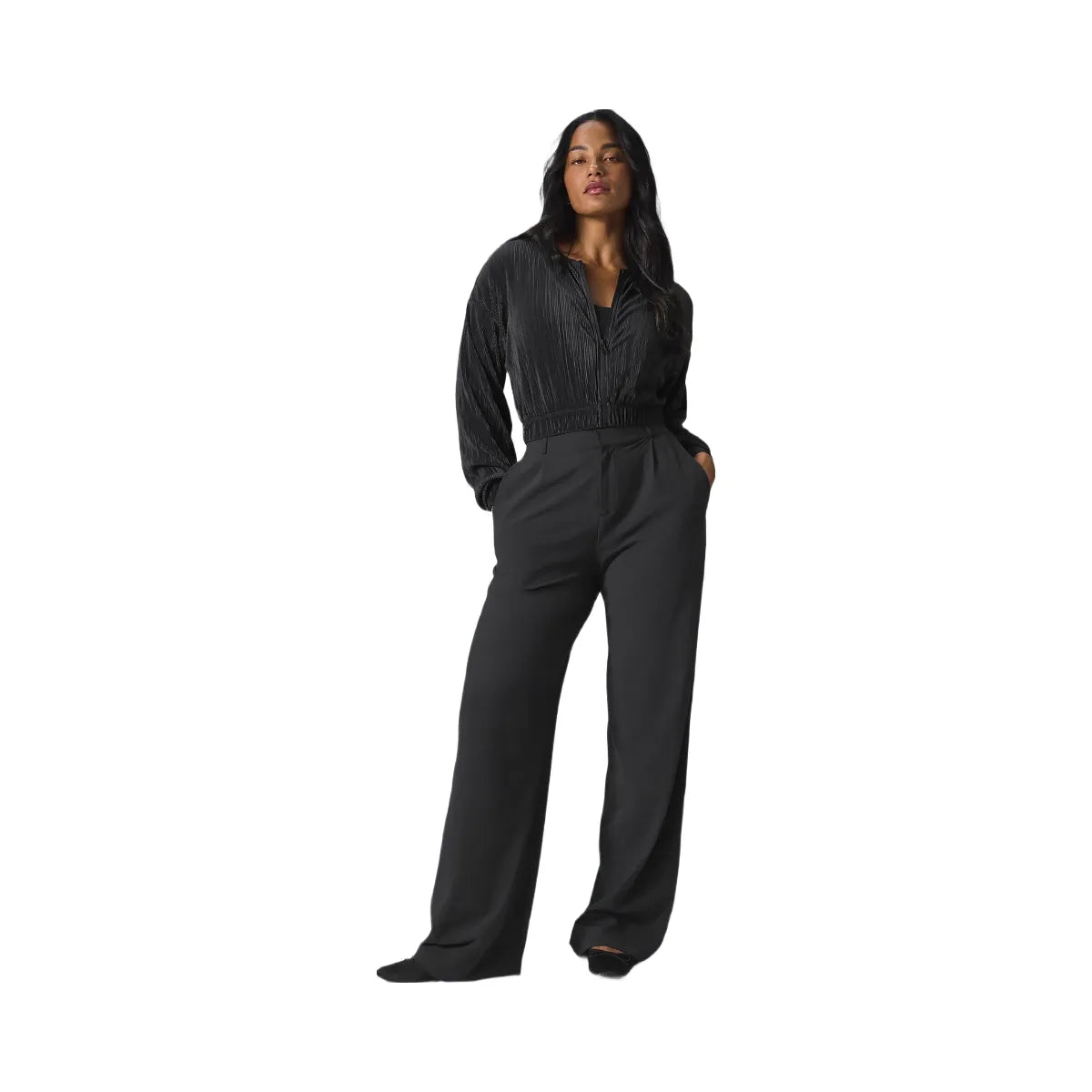 Alo Women's Cropped Micro Plisse Jacket - Black