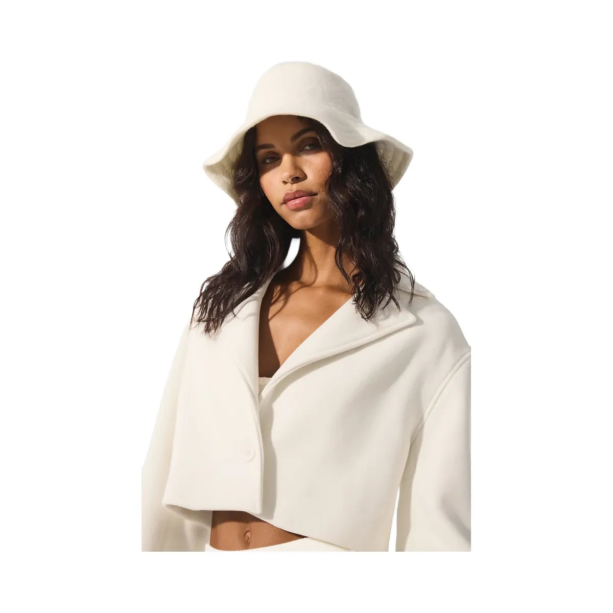 Alo Women's Wool Cropped Metro Trench - Ivory