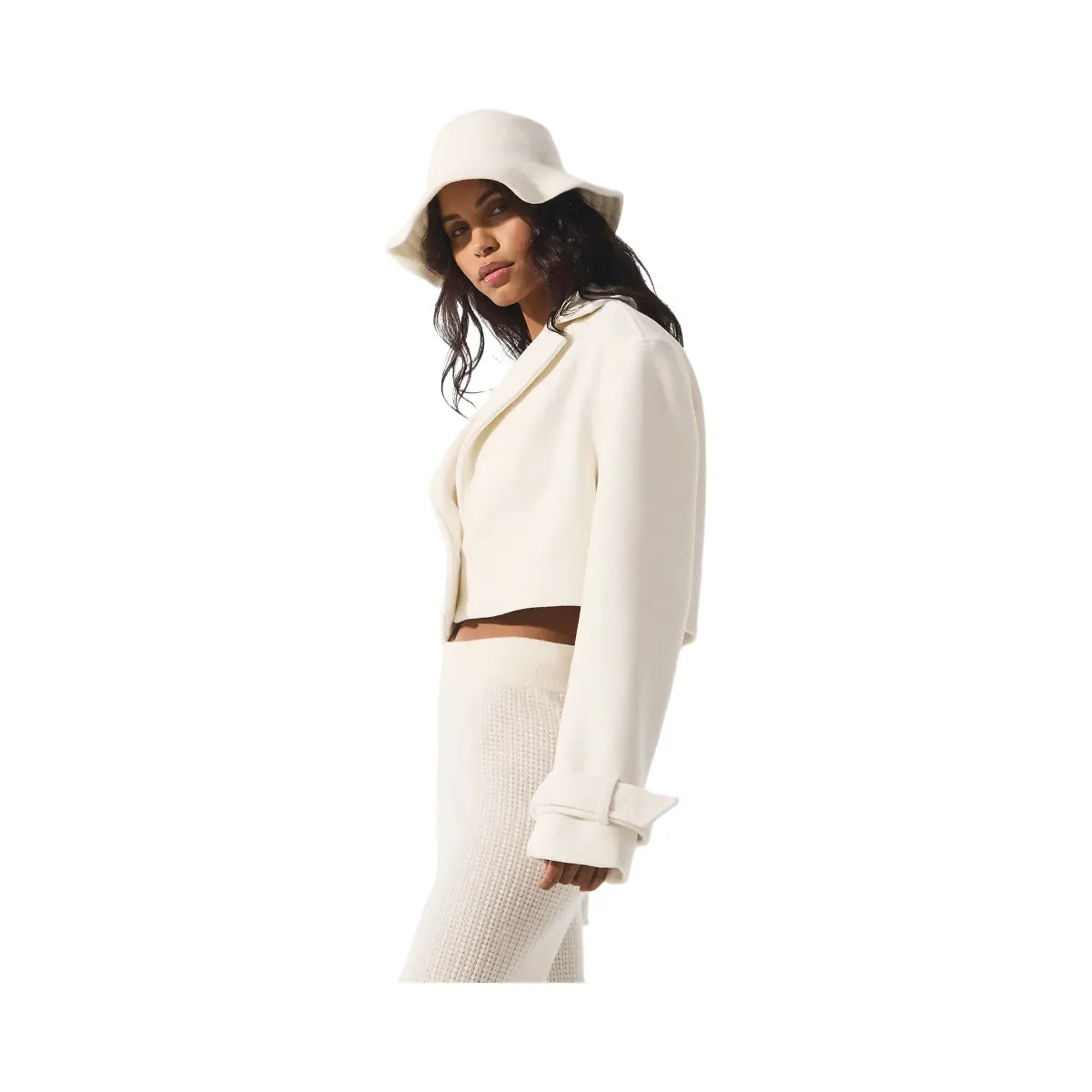 Alo Women's Wool Cropped Metro Trench - Ivory