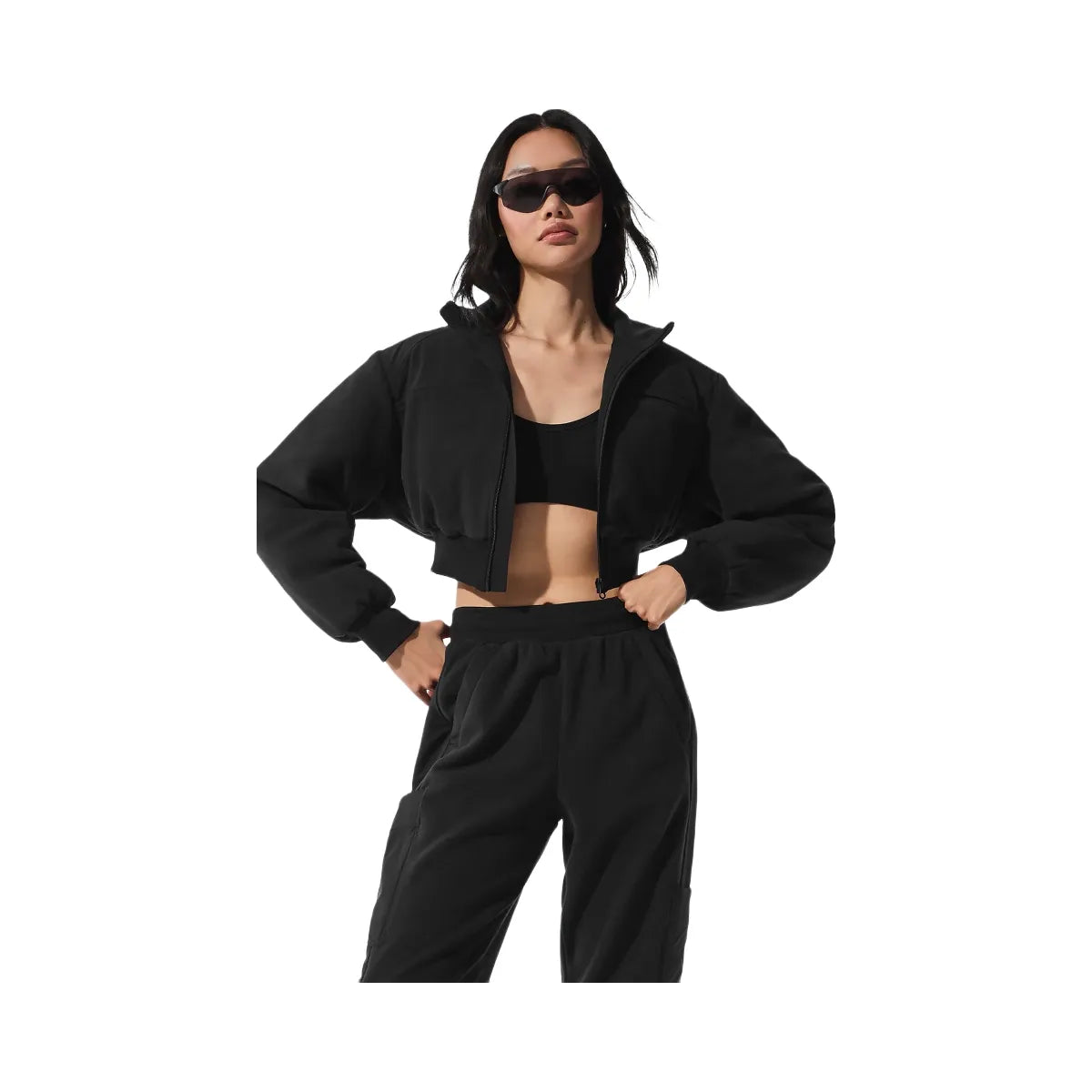 Alo Women's Polar Fleece Cropped Wintry Mix Jacket - Black