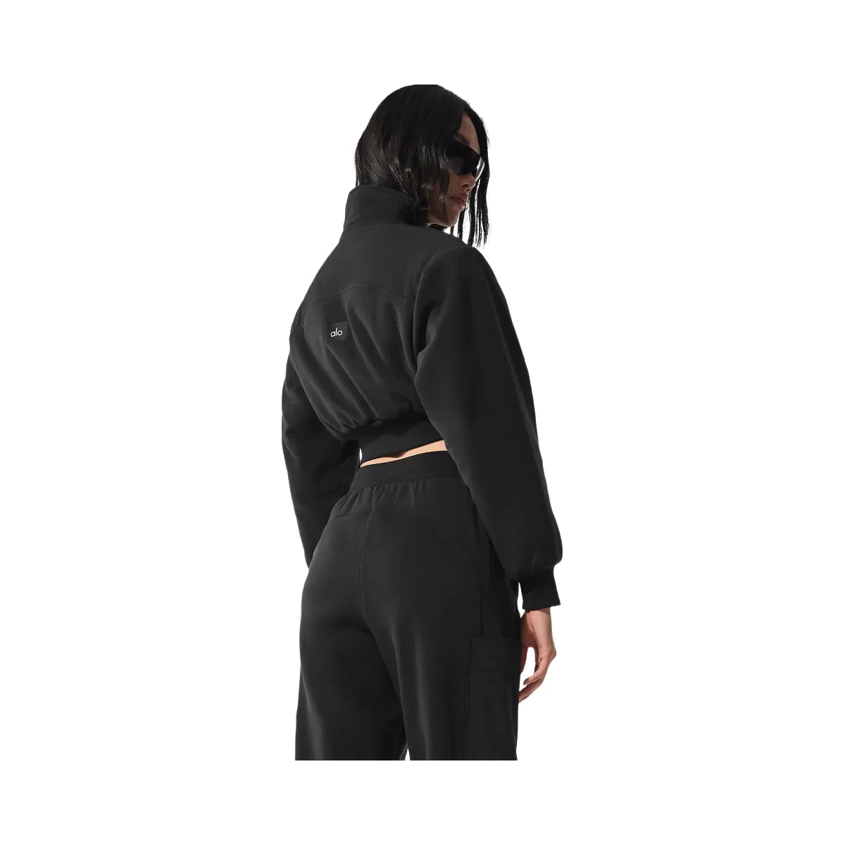 Alo Women's Polar Fleece Cropped Wintry Mix Jacket - Black