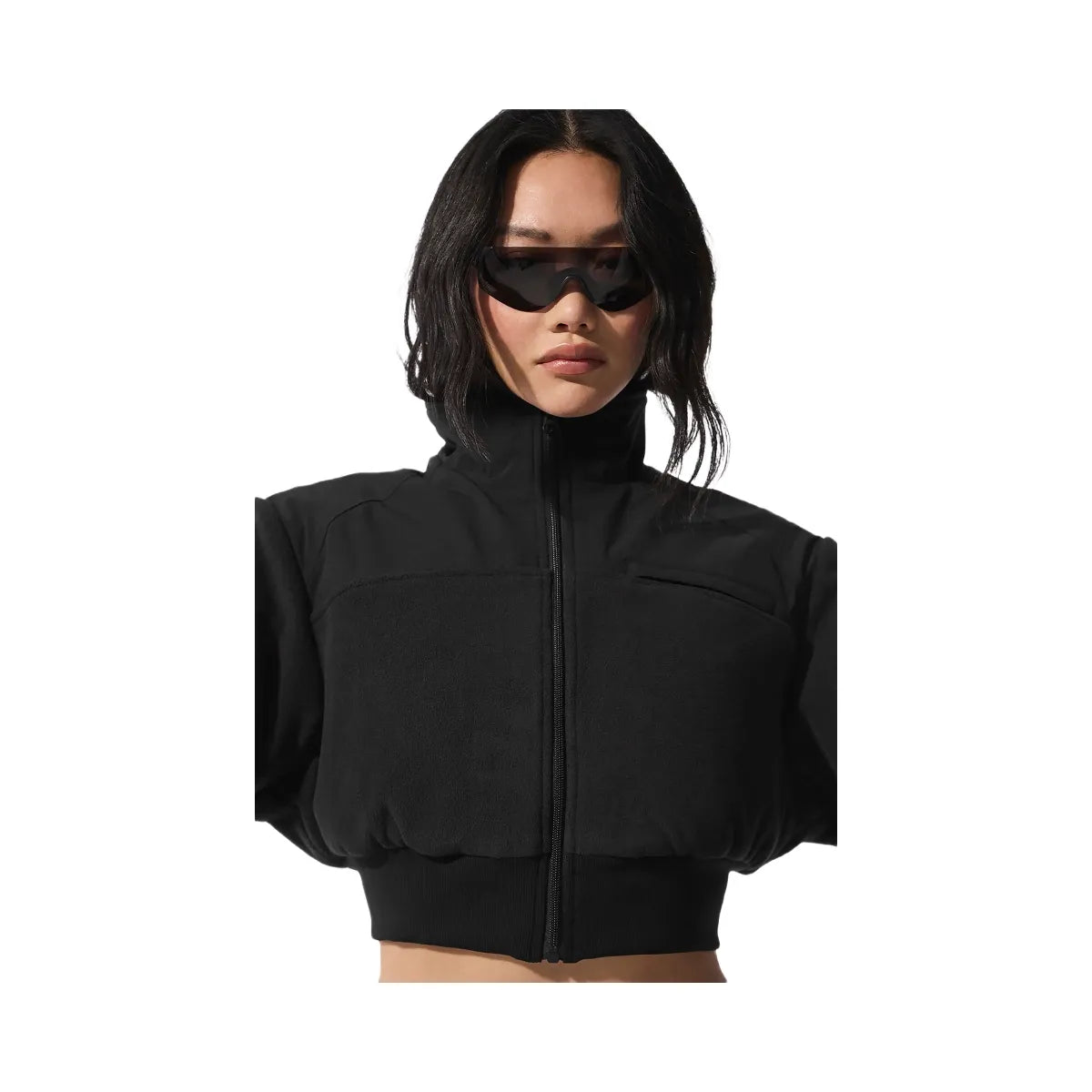 Alo Women's Polar Fleece Cropped Wintry Mix Jacket - Black