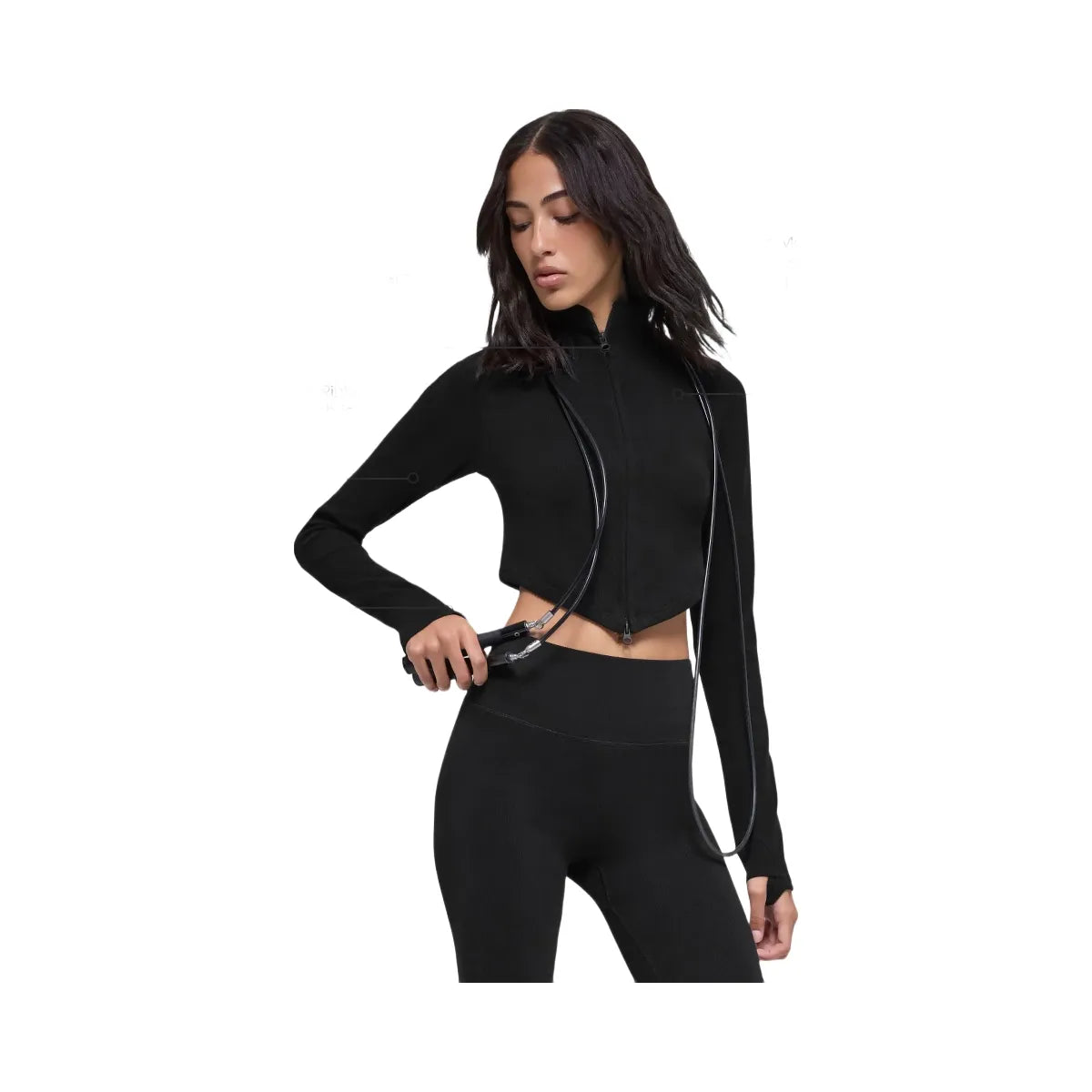 Alo Women's Seamless Two Tone Rib Jacket - Black