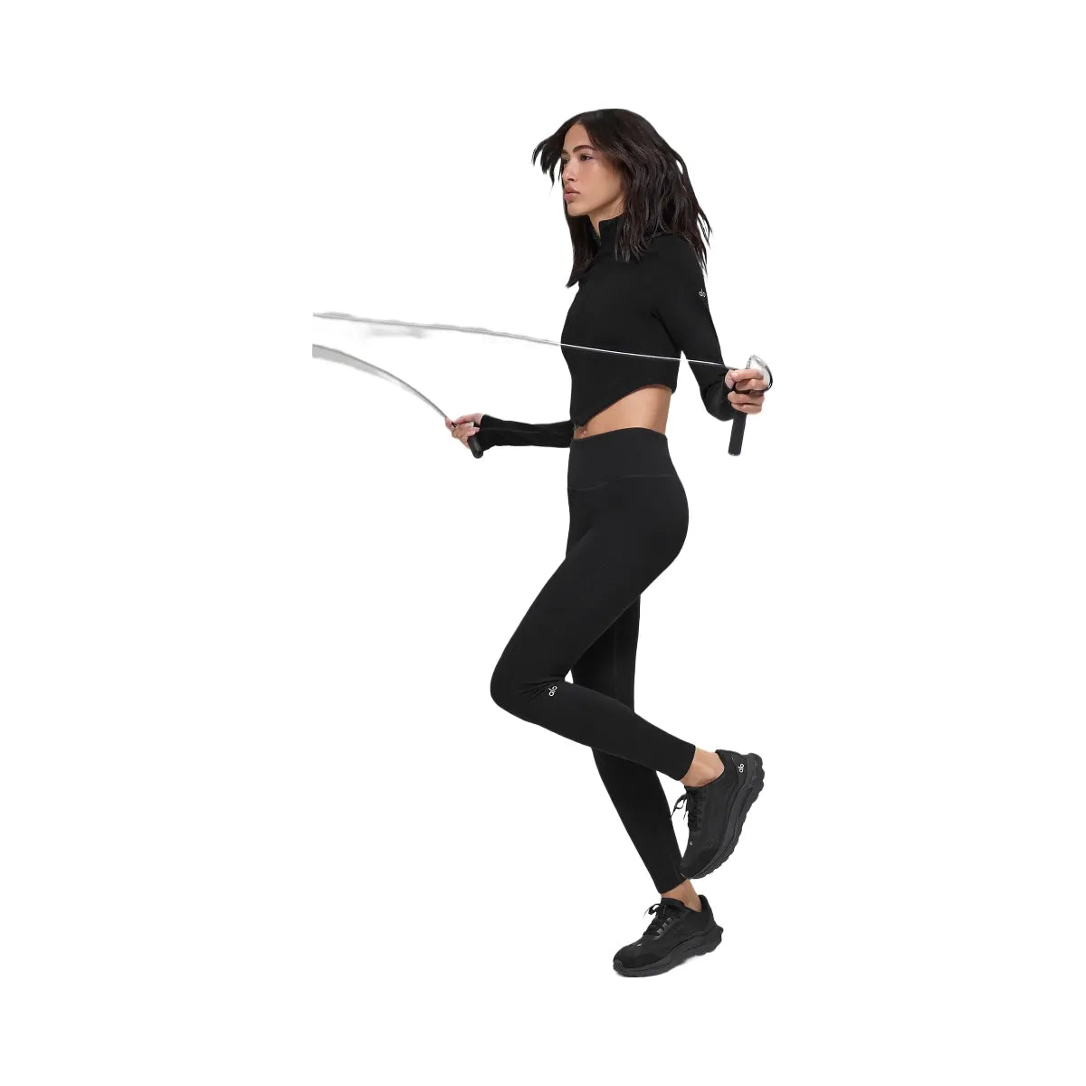 Alo Women's Seamless Two Tone Rib Jacket - Black