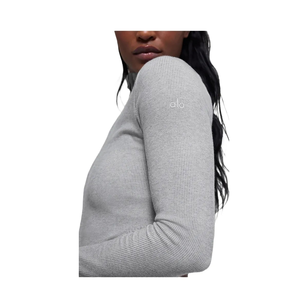 Alo Women's Seamless Two Tone Rib Jacket - Light Misty Grey Heather