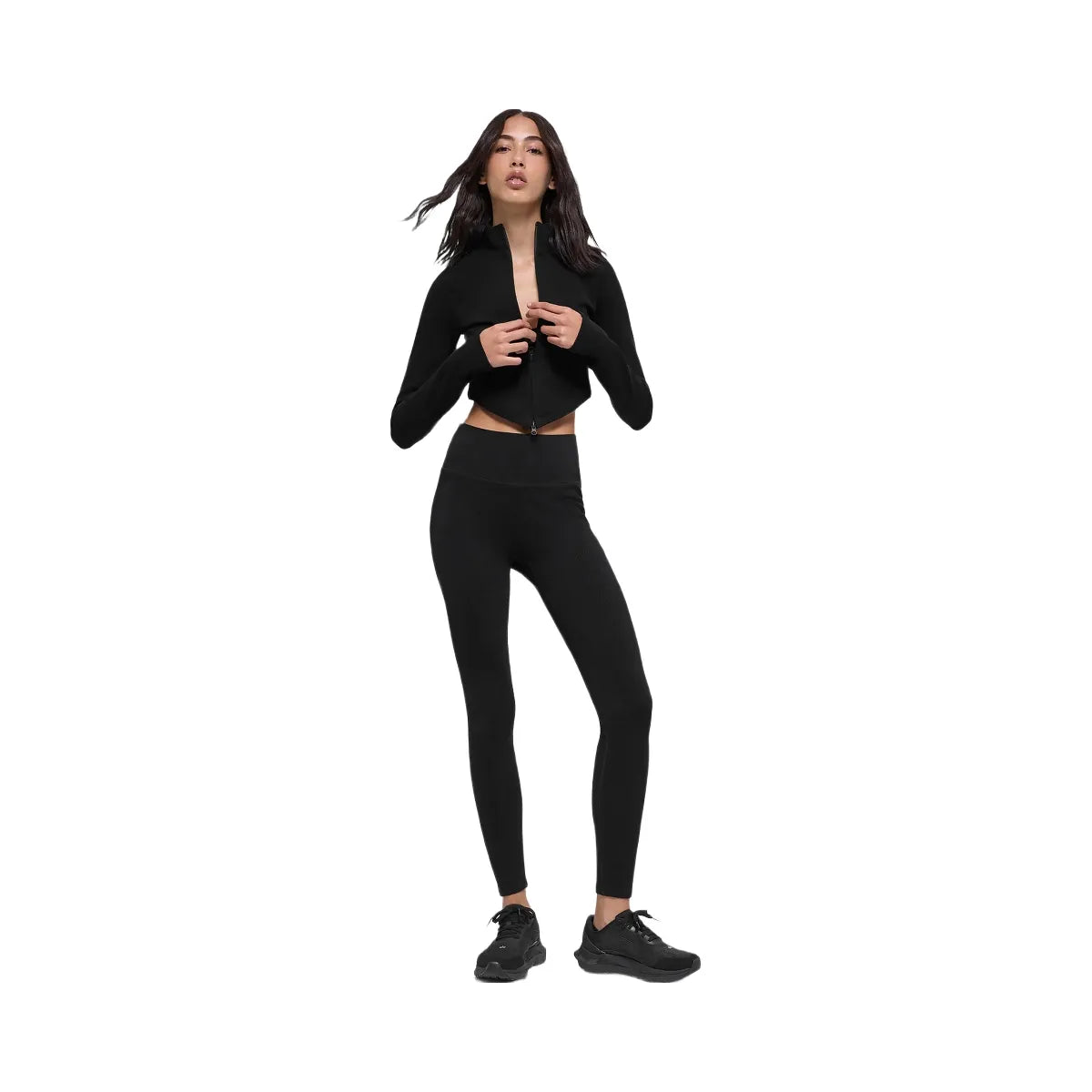 Alo Women's Seamless Two Tone Rib Jacket - Black