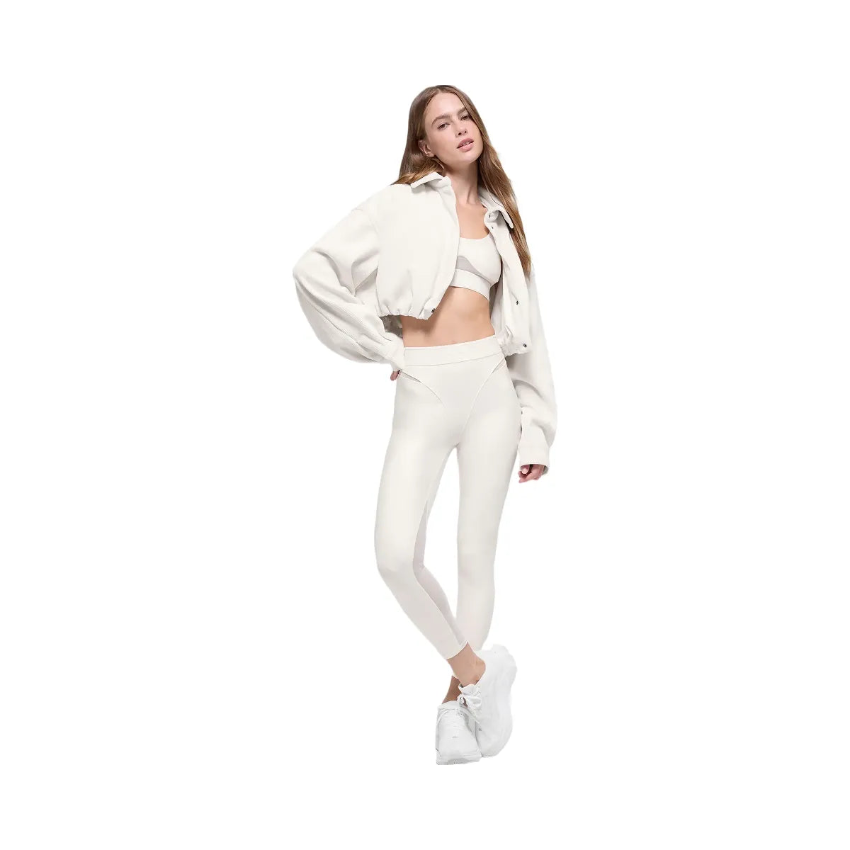 Alo Women's Ribbed Velour Cropped Mountain Side Jacket - Ivory