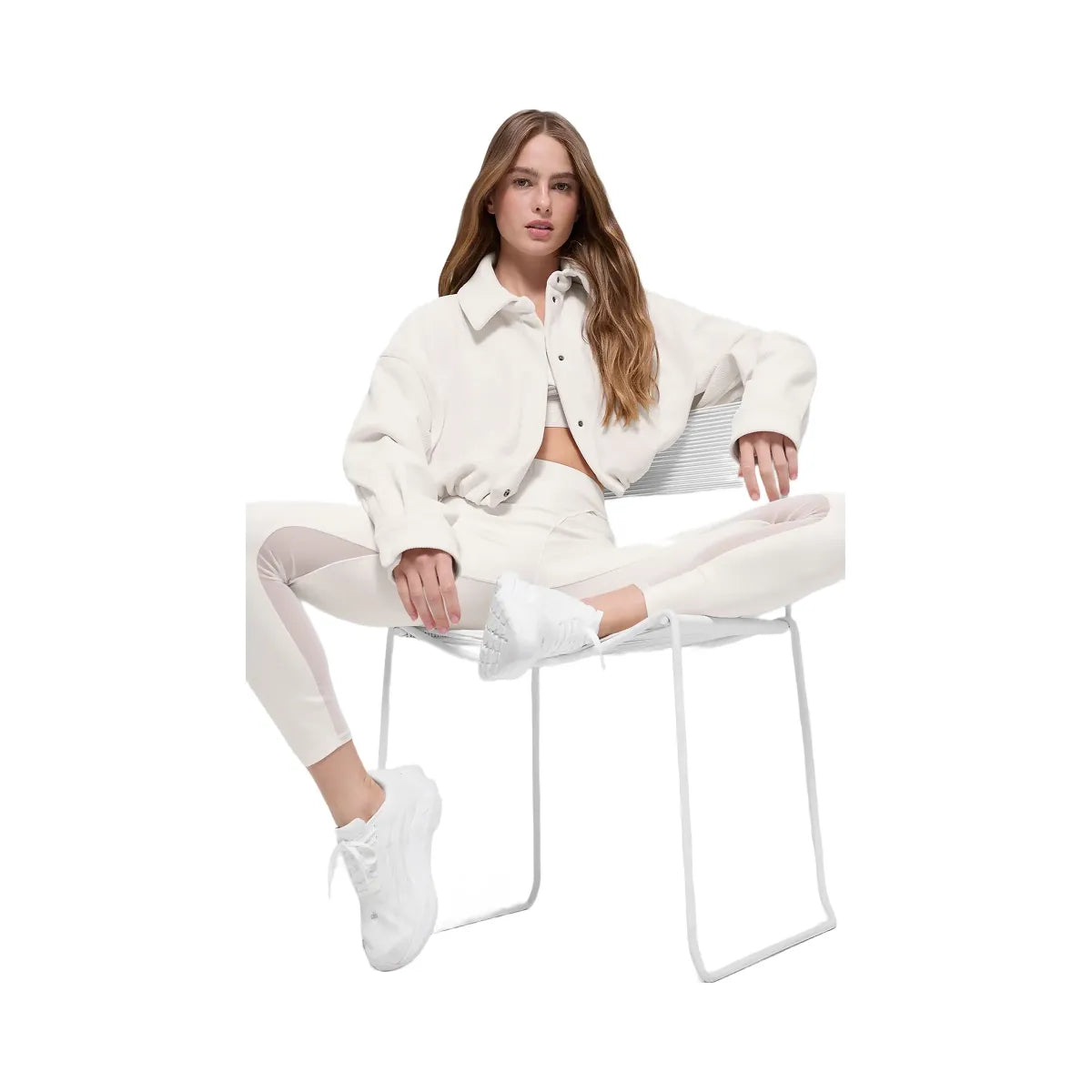 Alo Women's Ribbed Velour Cropped Mountain Side Jacket - Ivory