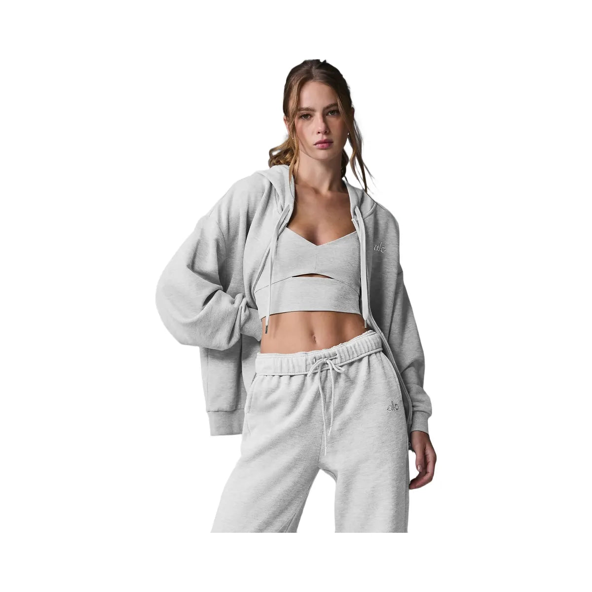 Alo Women's Accolade Full Zip Hoodie - Athletic Heather Grey