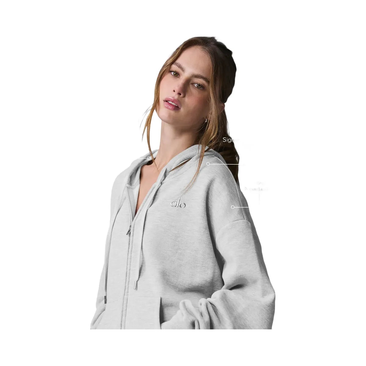 Alo Women's Accolade Full Zip Hoodie - Athletic Heather Grey