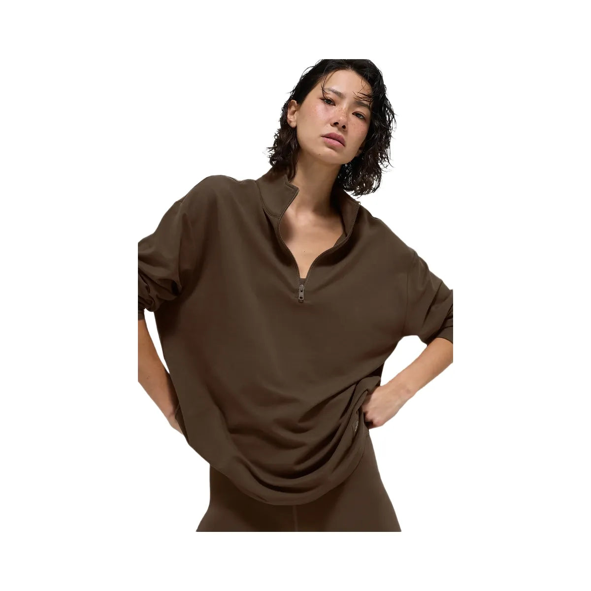 Alo Women's Double Take Long Sleeve 1/4 Zip - Espresso
