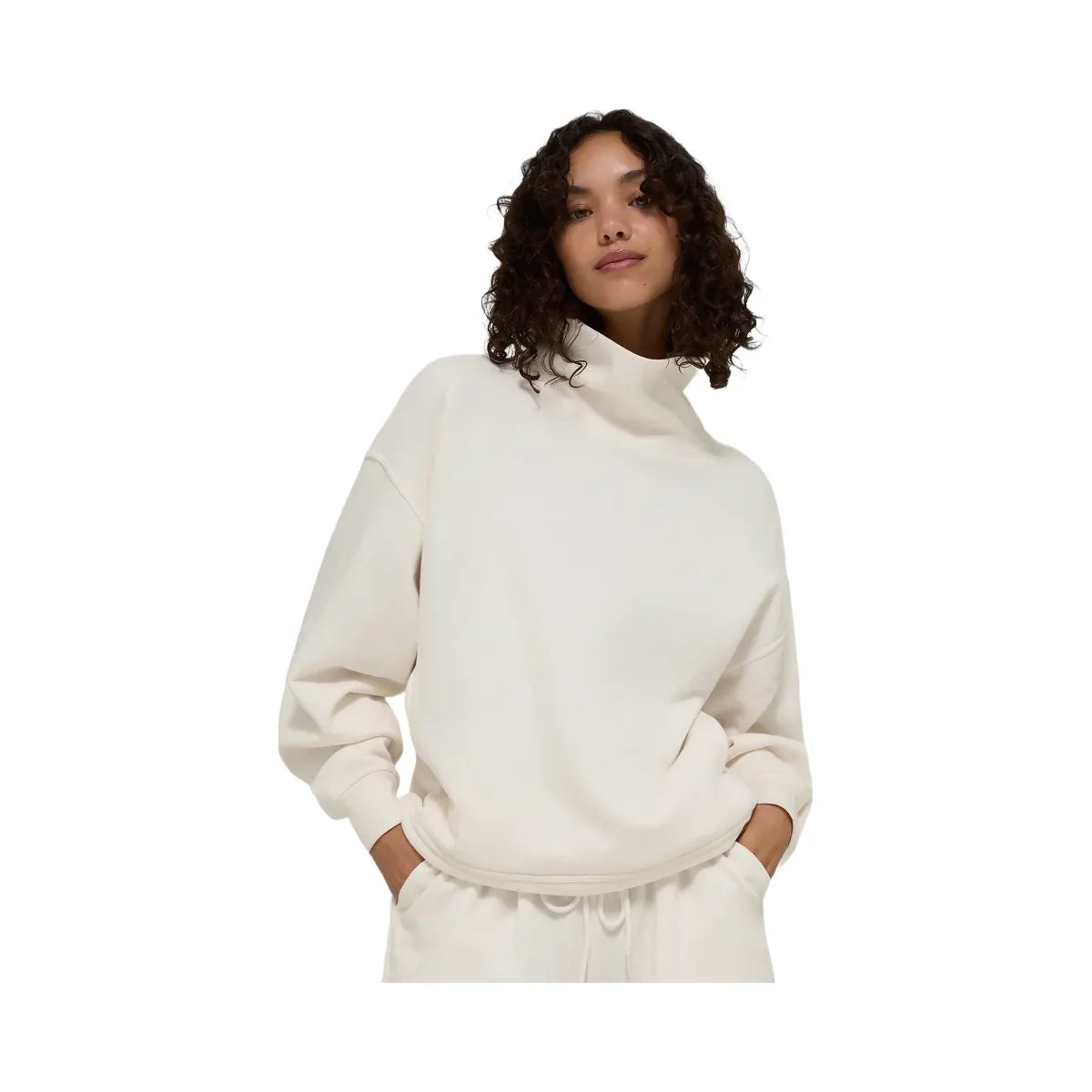 Alo Women's Hazy Mock Neck Pullover - Ivory