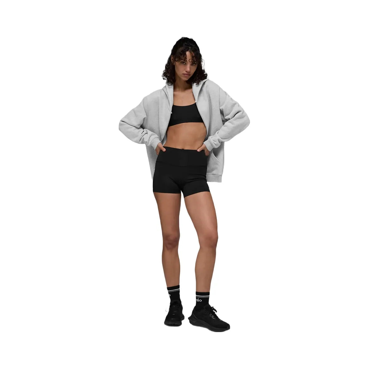 Alo Women's Renown Heavy Weight Full Zip Hoodie - Athletic Heather Grey