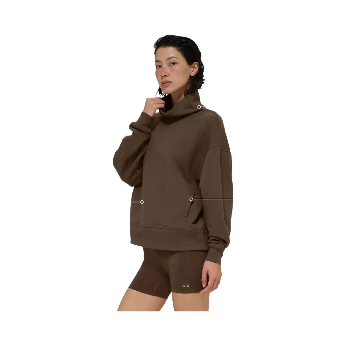Alo Women's Hazy Mock Neck Pullover - Espresso
